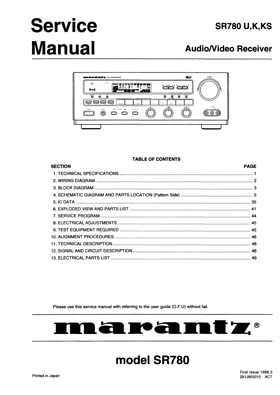 Marantz SR-780 Service Manual