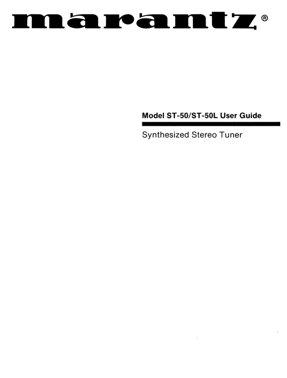 Marantz ST-50 Owners Manual