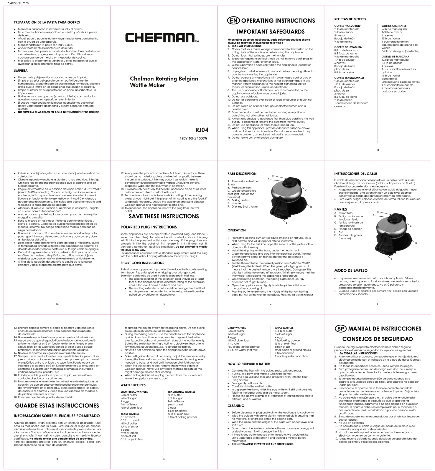 Chefman RJ04 Operating Instruction