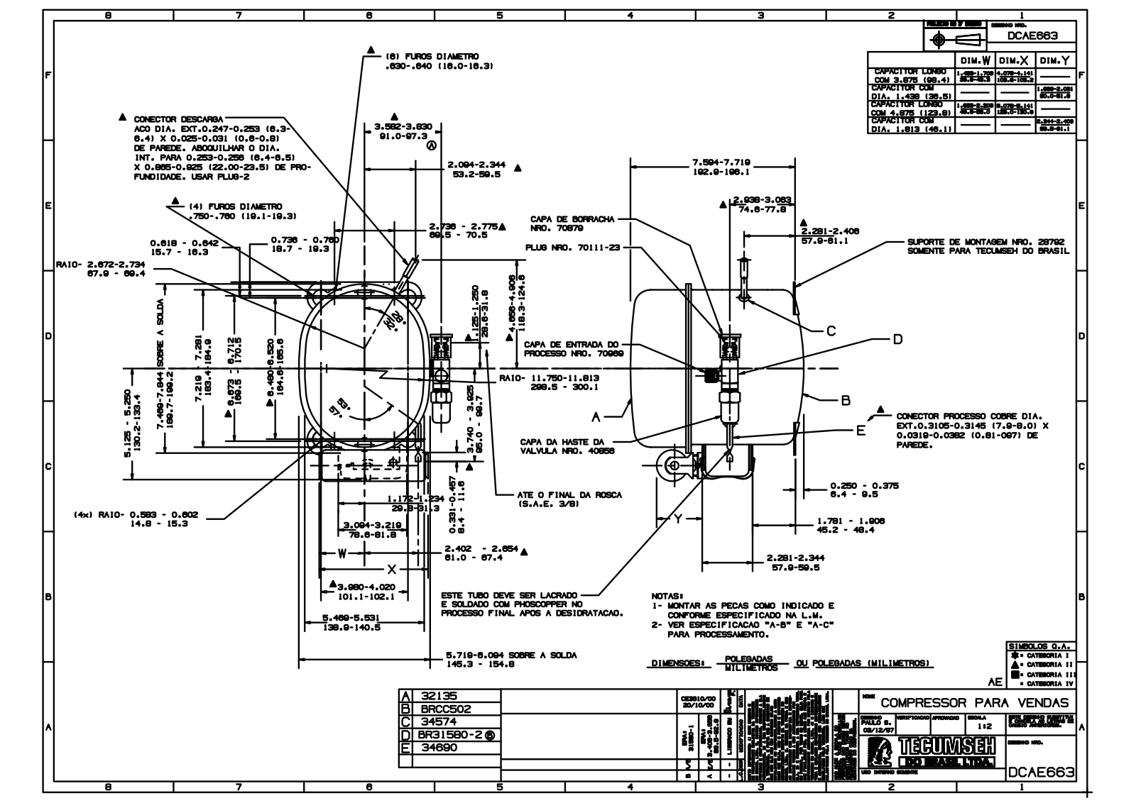 Tecumseh AEA2410YXA, AEA2410YXC, AEA2415AAB, AEA4448AXA, AEA4448YXA Drawing Data