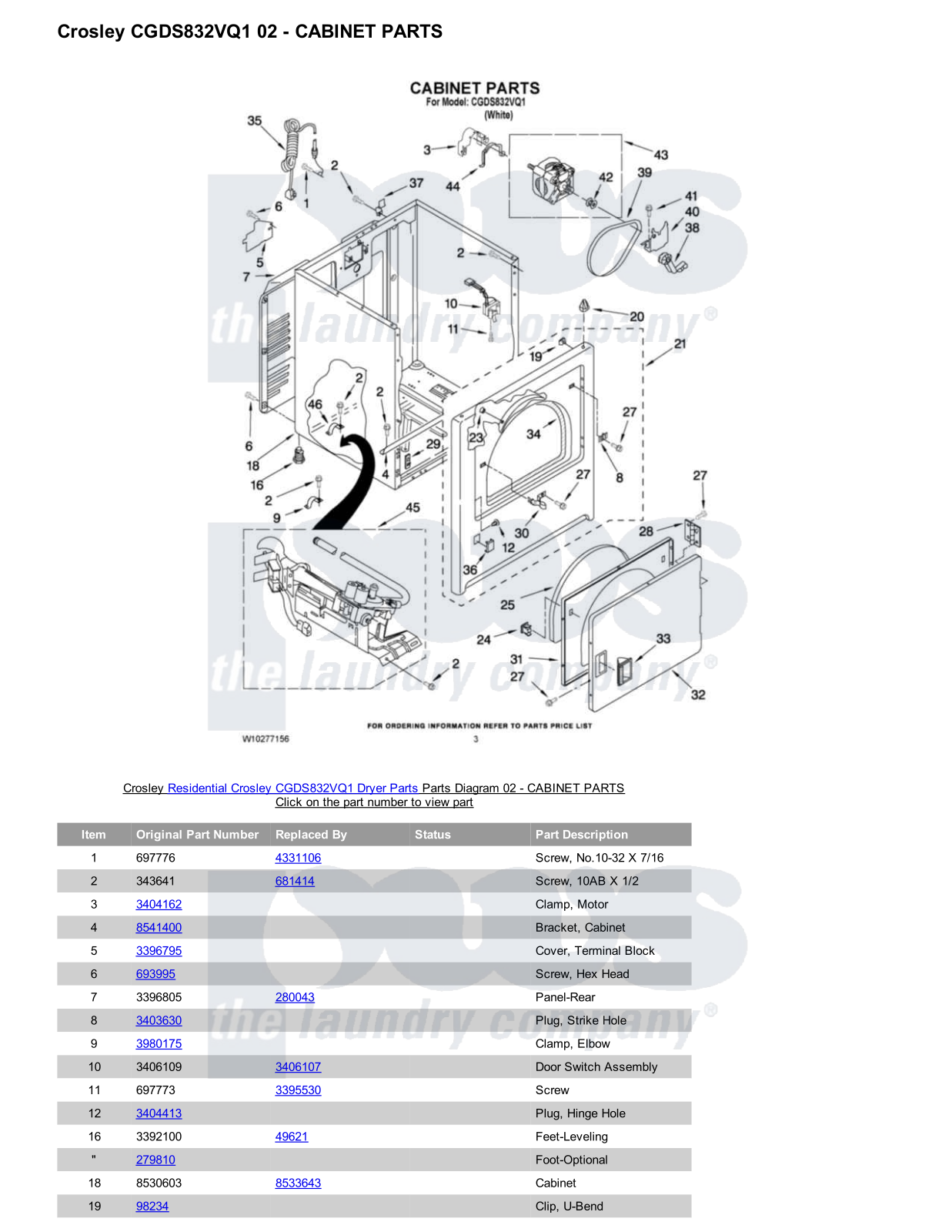 Crosley CGDS832VQ1 Parts Diagram