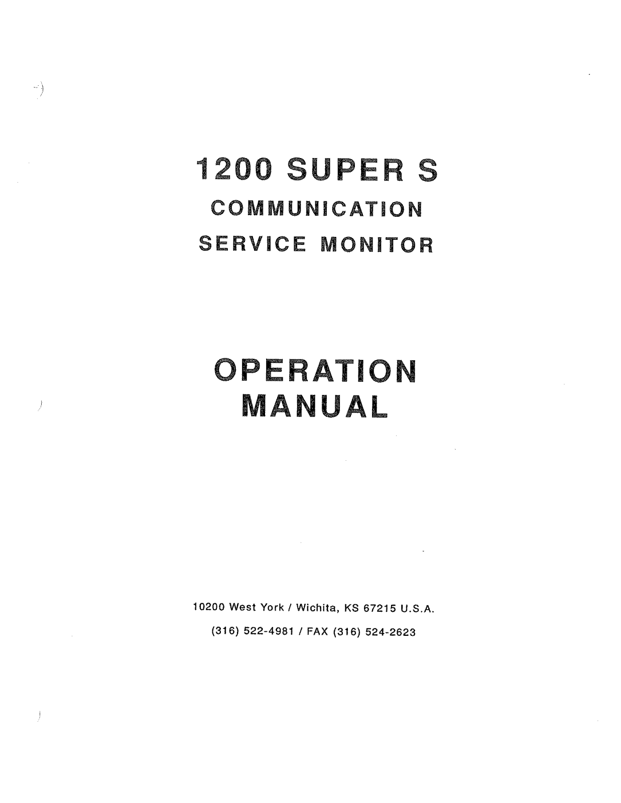 IFR 1200 Super S User Manual