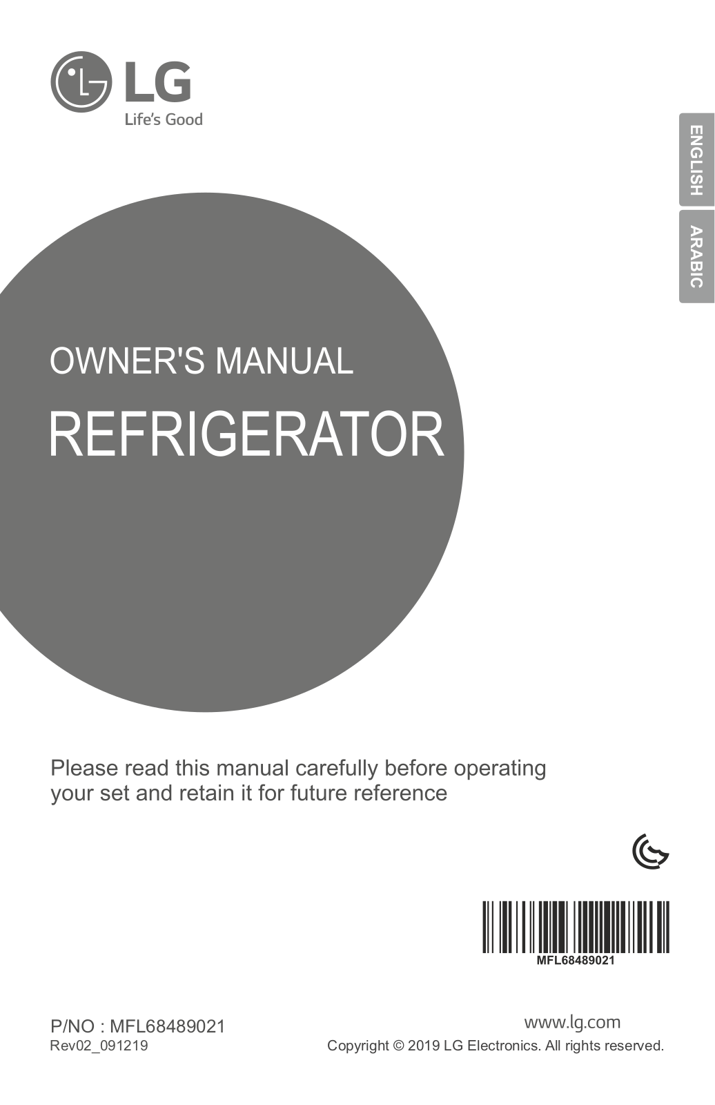 LG GR-C422RLCN Owner’s Manual