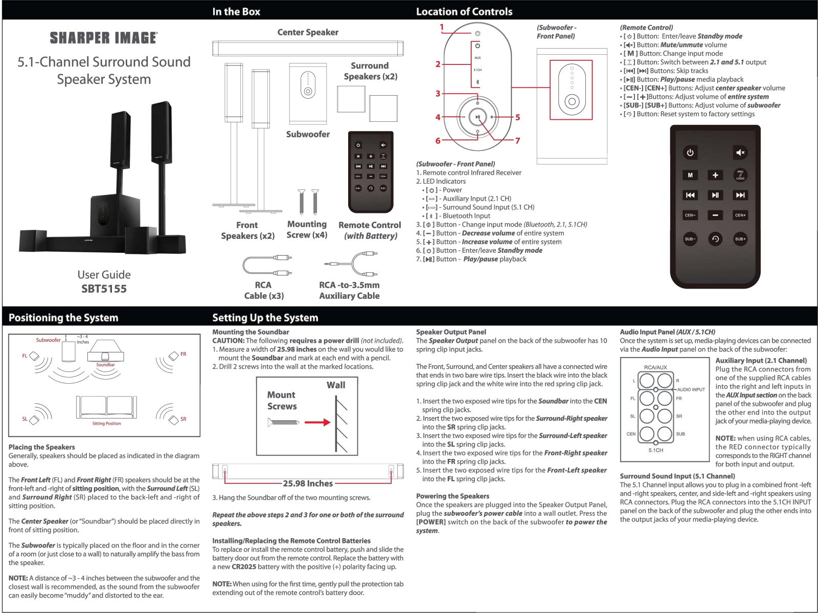 Sharper image SBT5155 User Manual