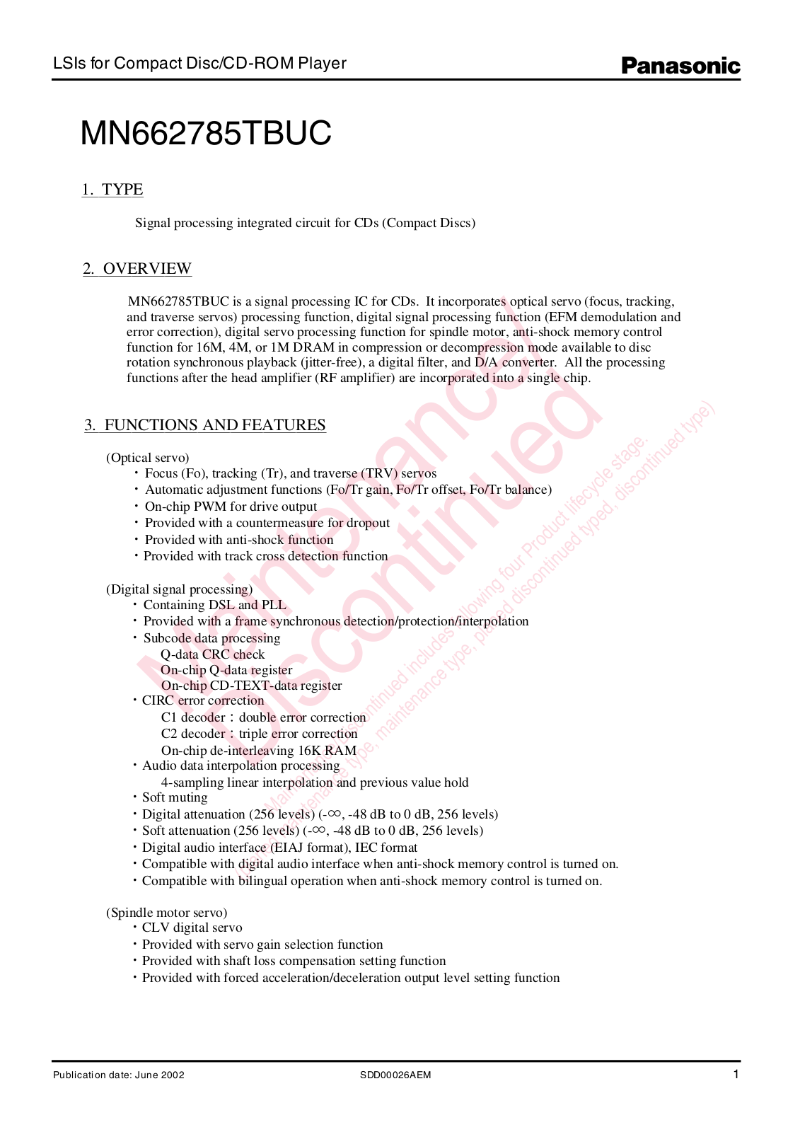 Panasonic MN662785TBUC User Manual