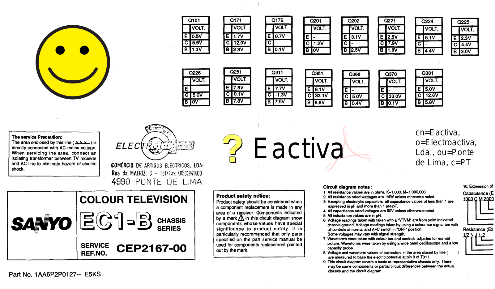 Sanyo CEP2167-00 Schematic