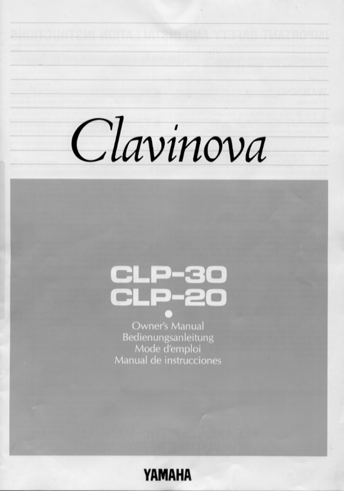 YAMAHA CLP-30, CLP-20 User Manual