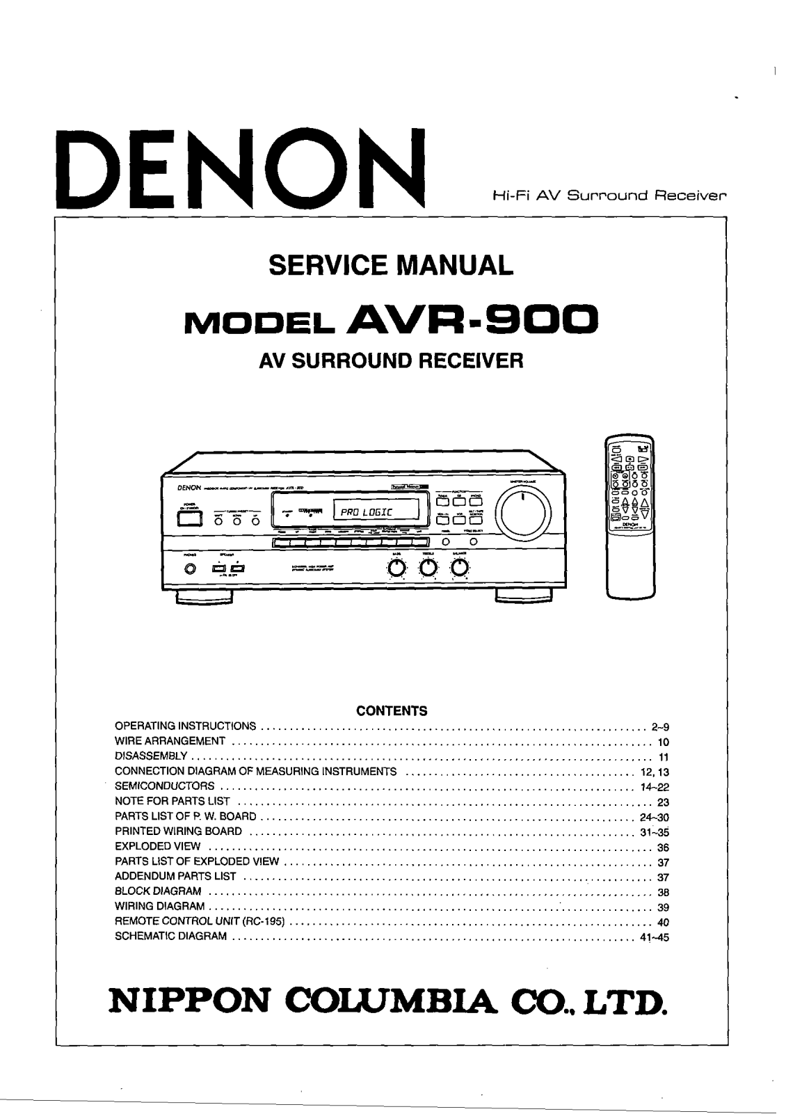 Denon AVR-900 Service Manual