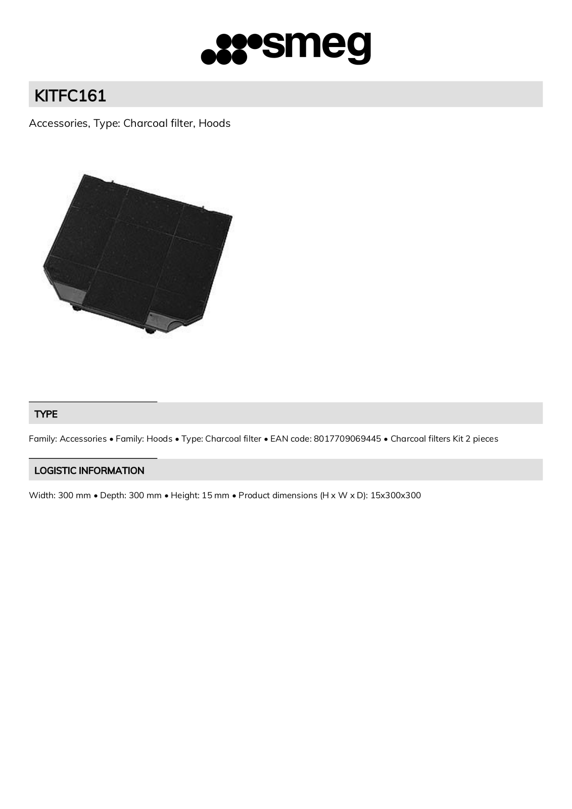 Smeg KITFC161 Technical sheet