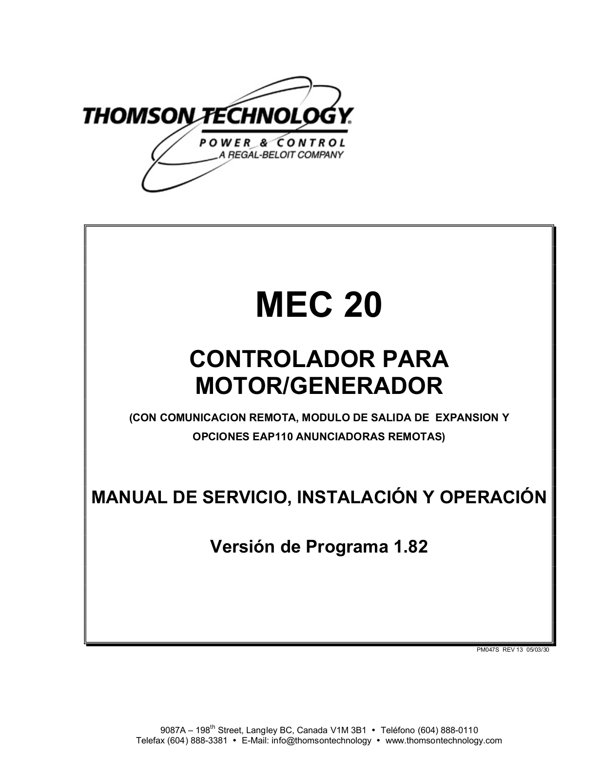 Thomson MEC 20 User Manual