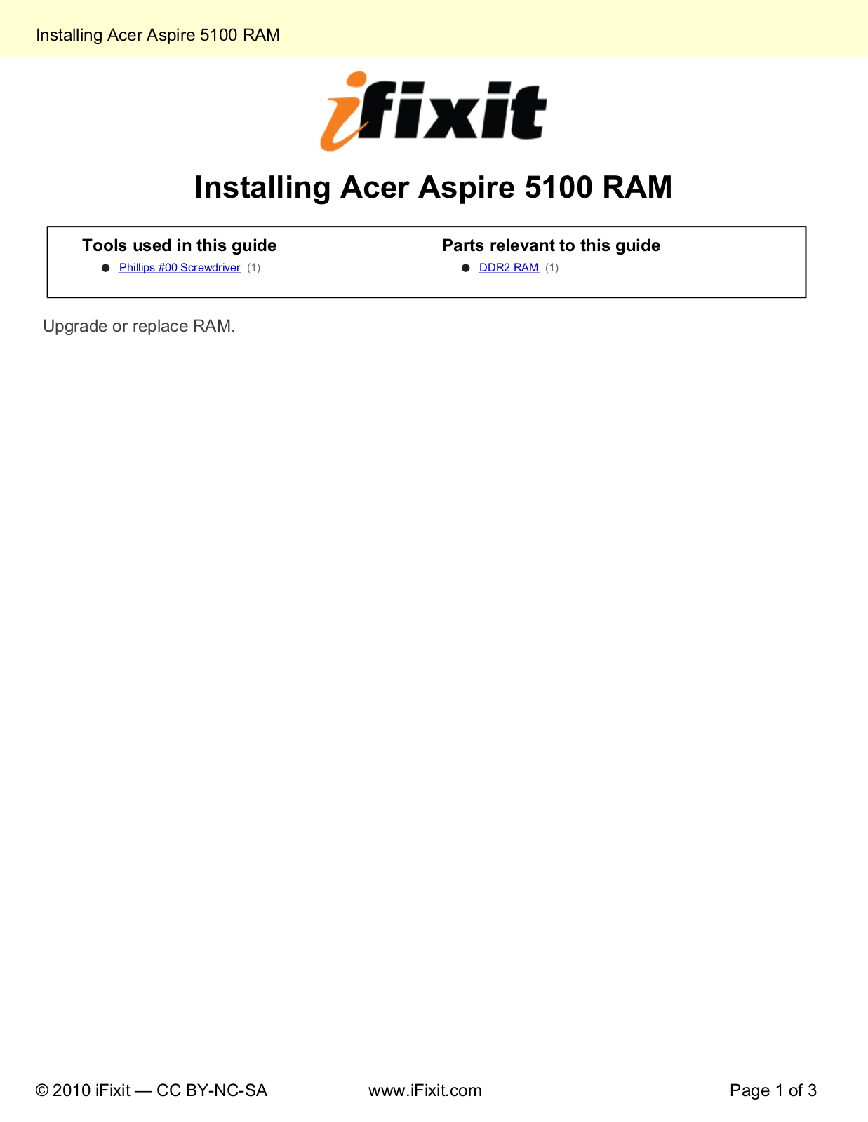 acer Installing-RAM-4254 Datasheet - ManualMachine.com