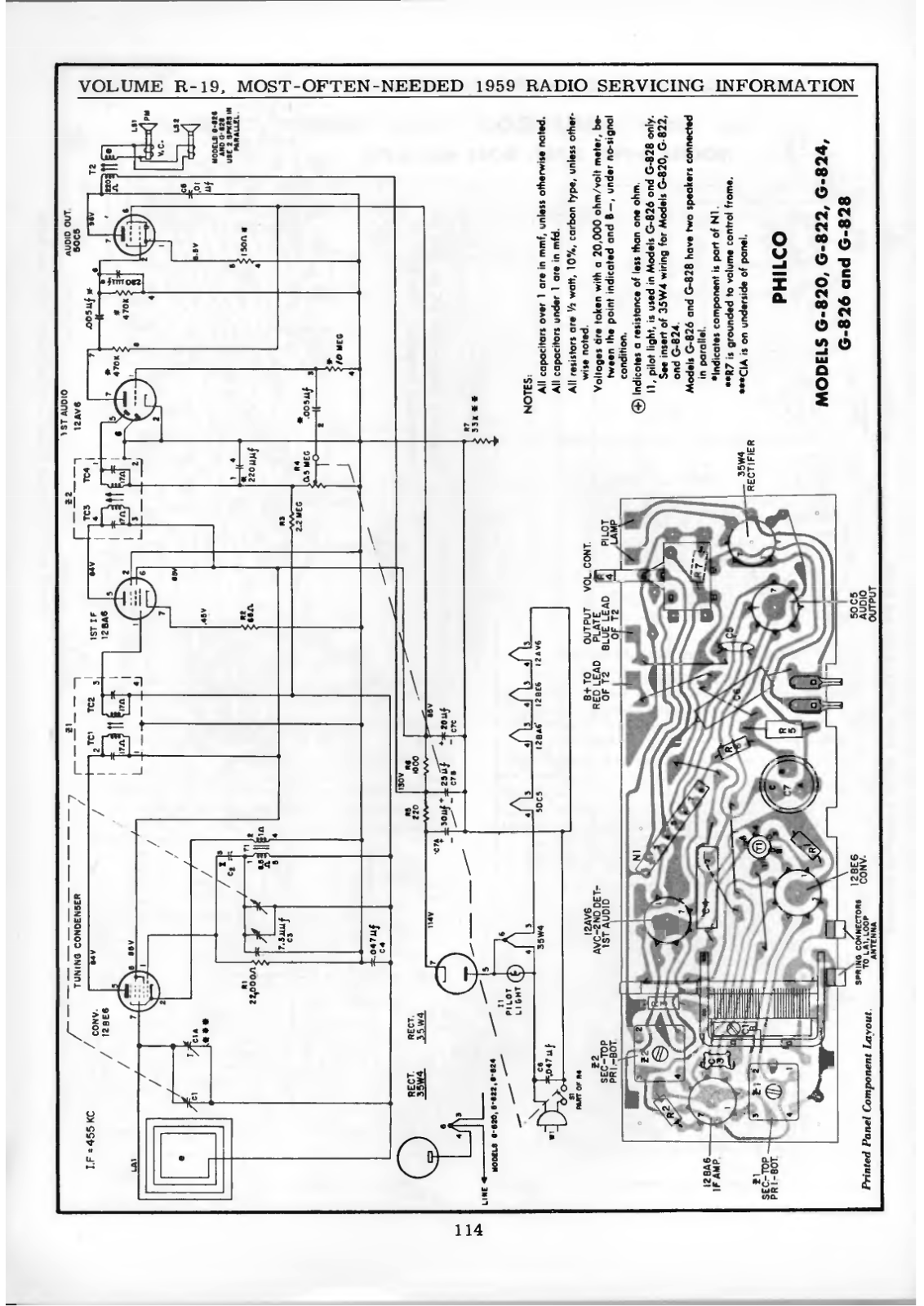 Philco G-820, G-822, G-824, G-826, G-828 Schematic