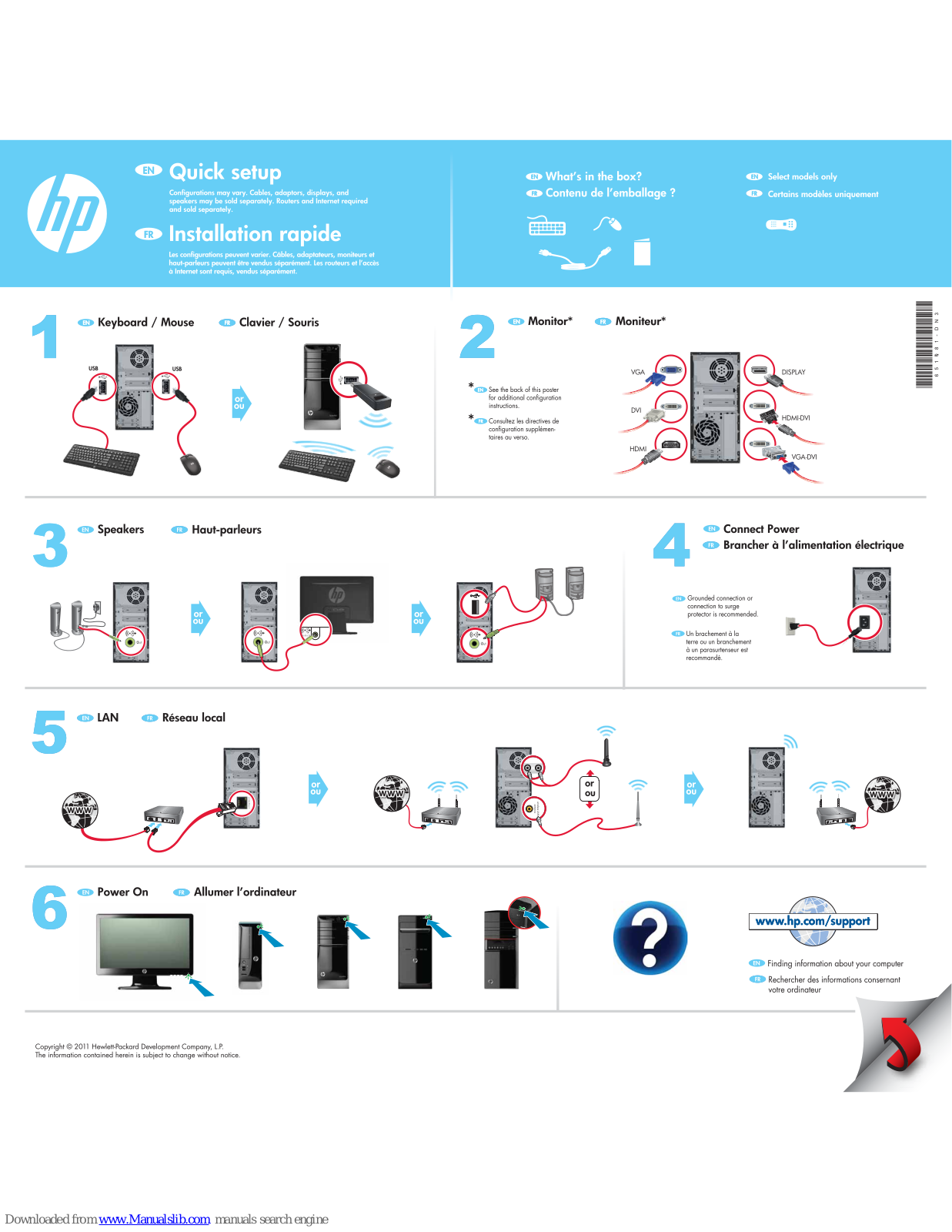 HP Pavilion p7-1100 Quick Setup Manual