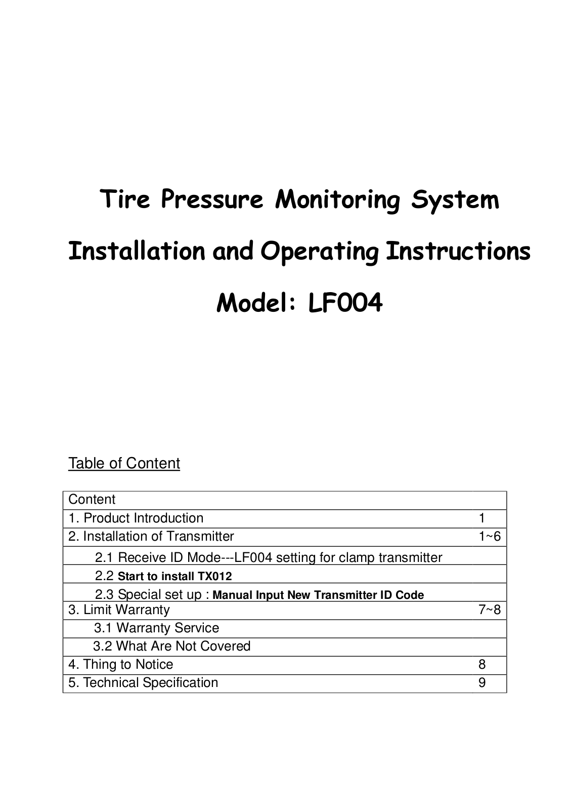 Mobiletron Electronics LF004 User Manual