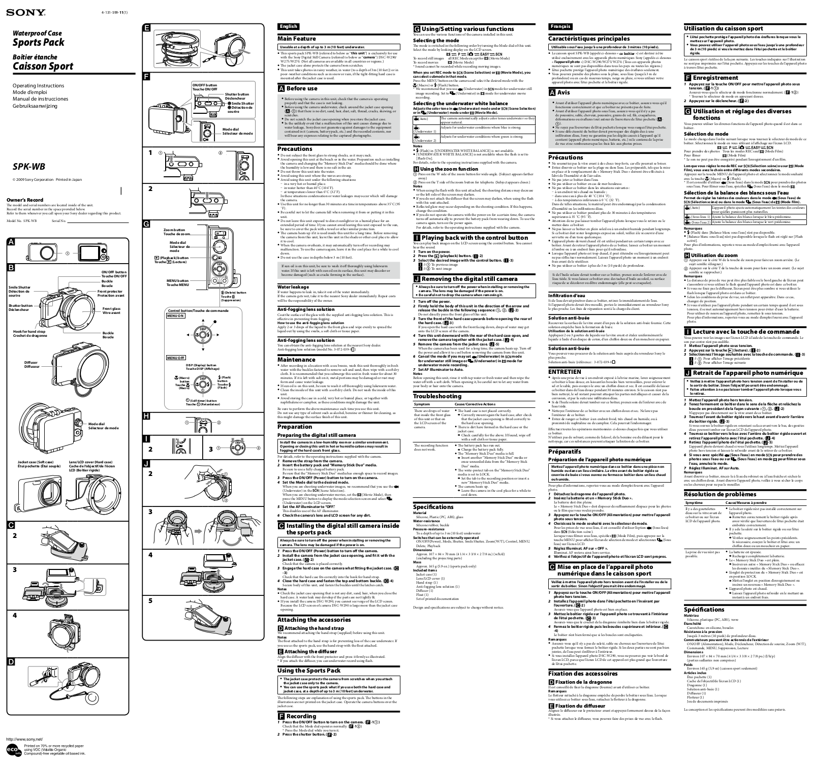 Sony SPK-WB User Manual