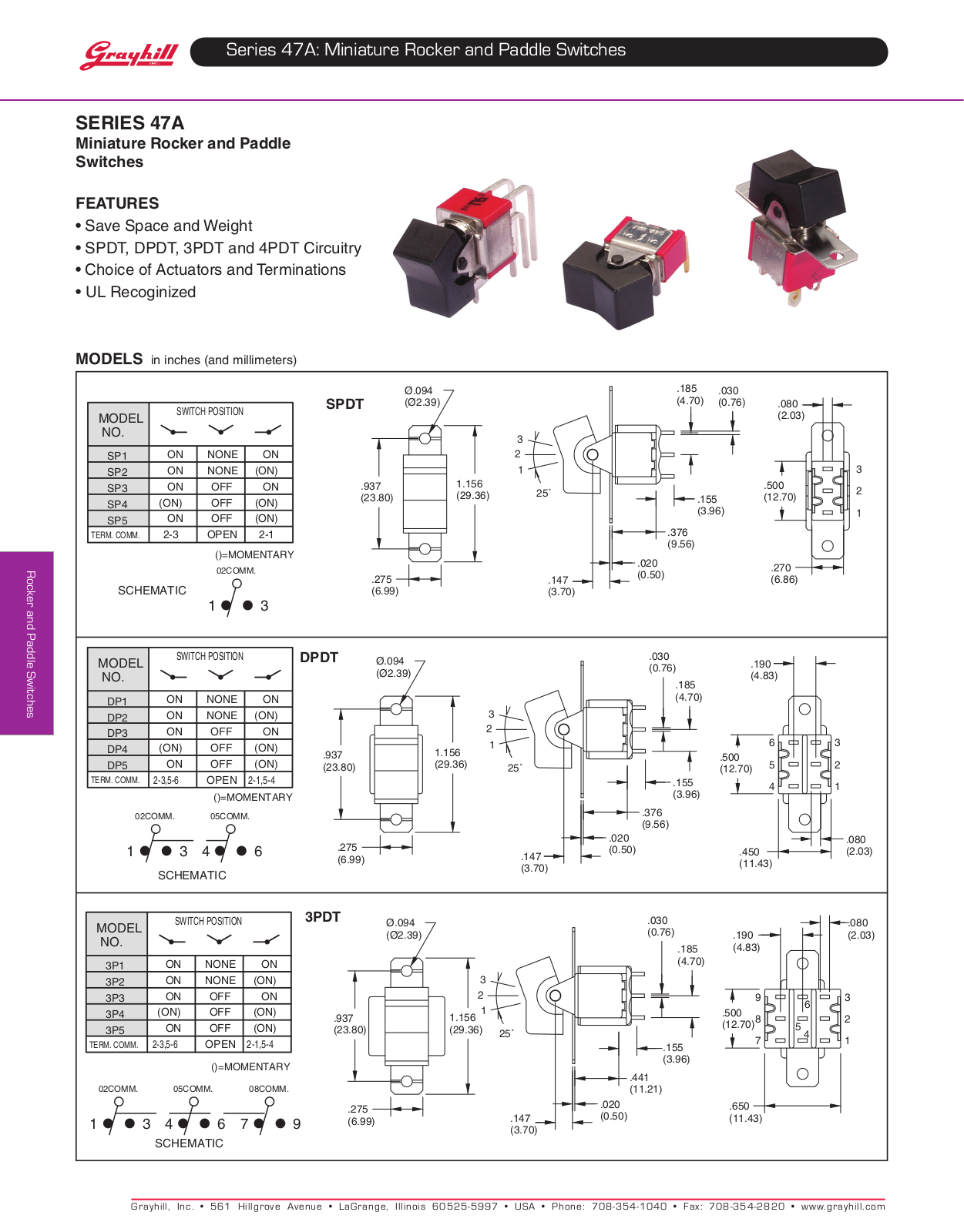 Grayhill Rocker Switches 47A User Manual