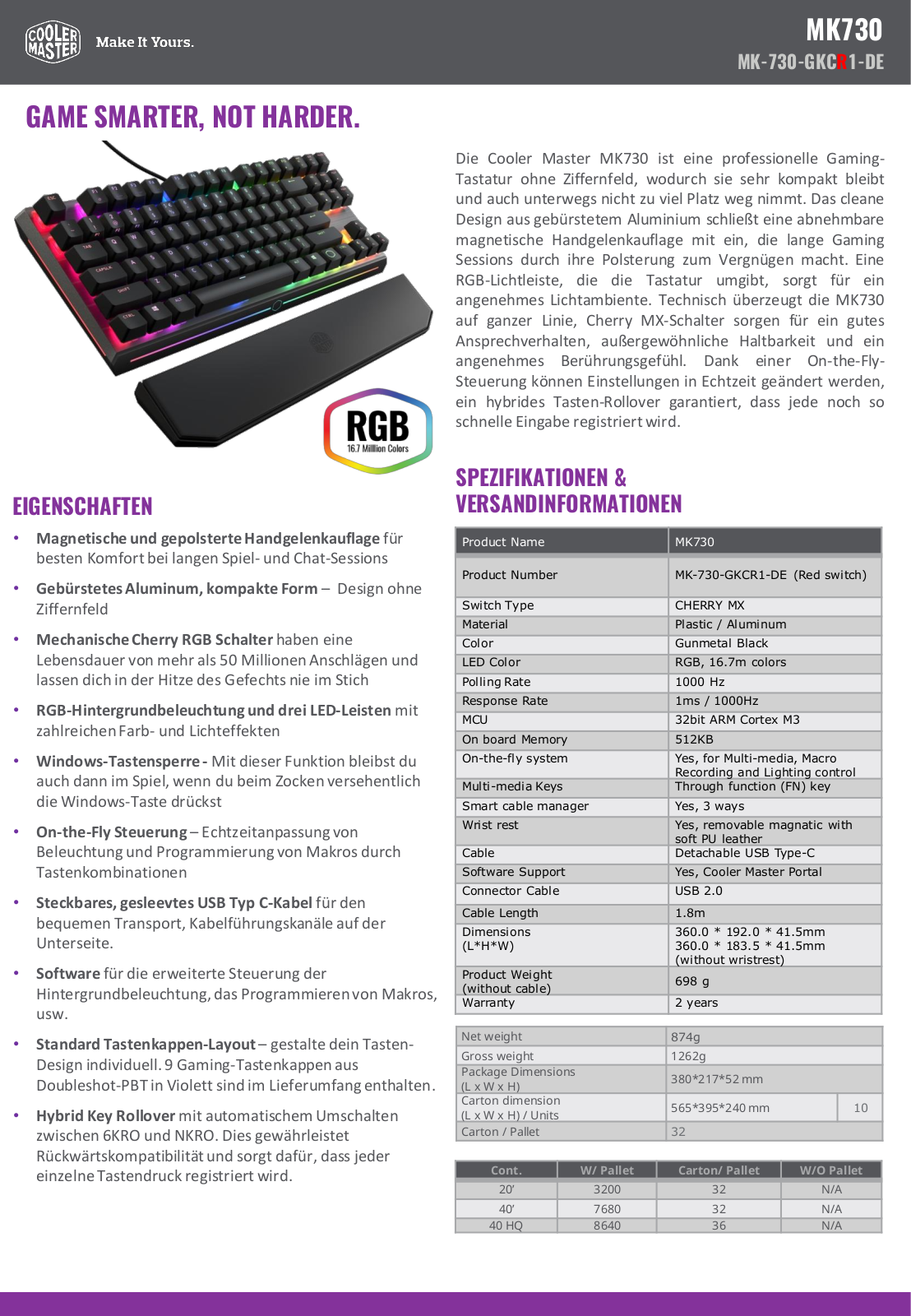 Cooler Master MK-730-GKCM1-UK User Manual