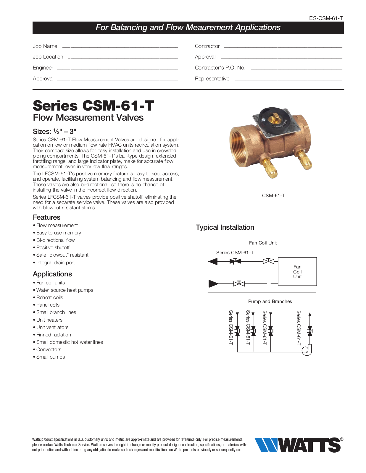 Watts CSM-61-T User Manual