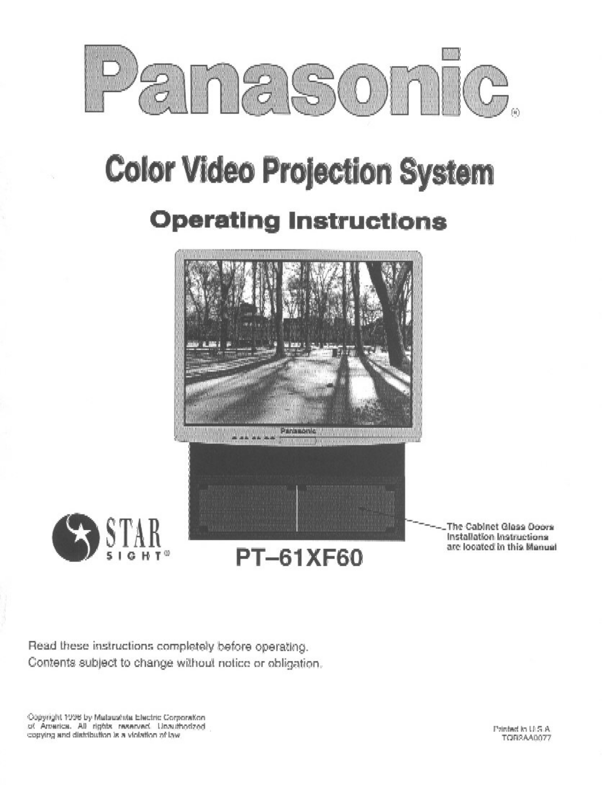 Panasonic PT-61XF60U User Manual