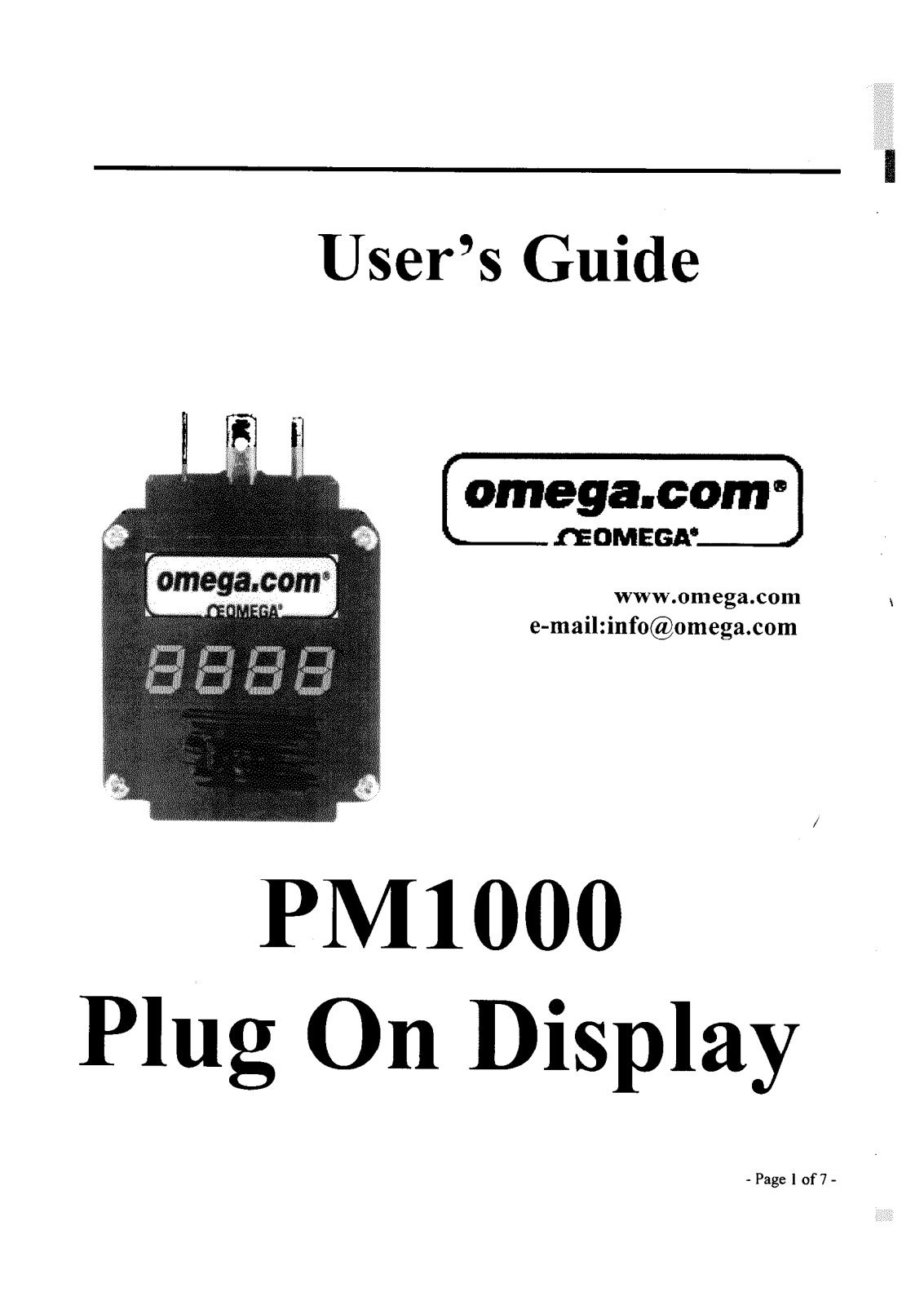 Omega PM1000 User guide - ManualMachine.com