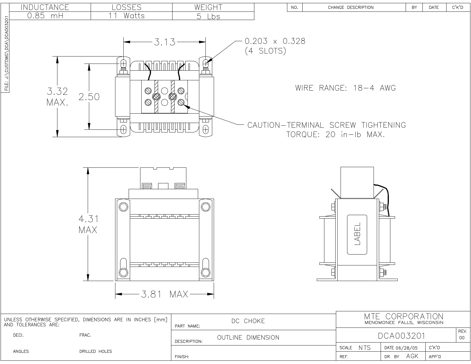 MTE DCA003201 CAD Drawings