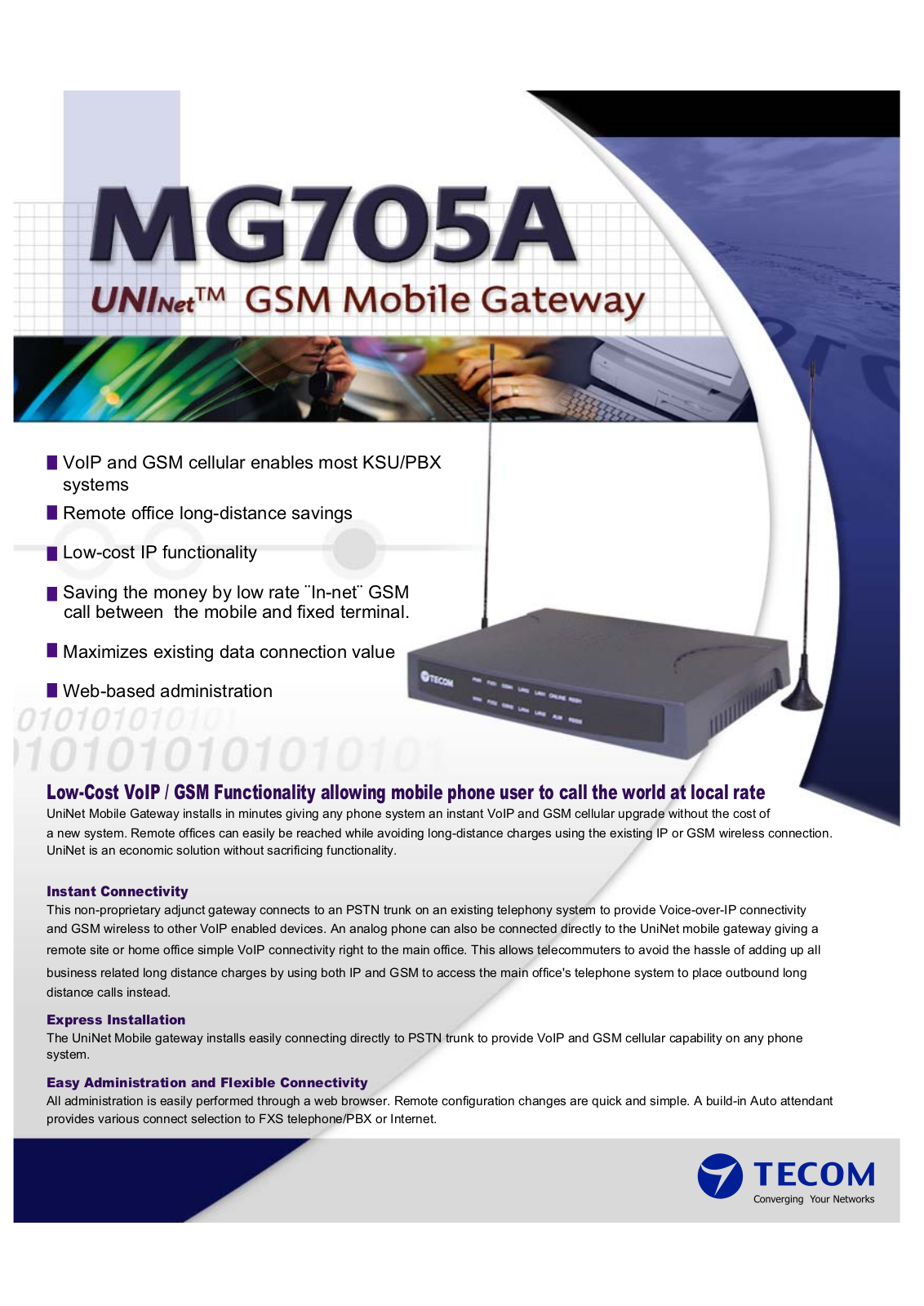 Tecom MG705A User Manual