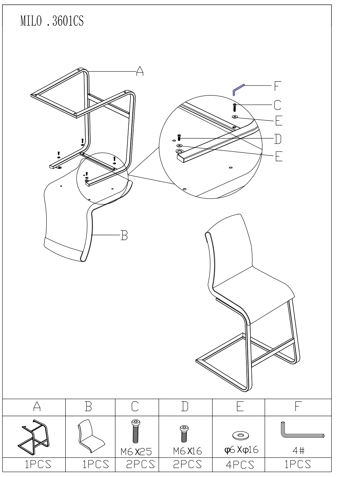 Essentials for Living 3601CSSYNWHT, 3601CSSYNBLK Assembly Guide