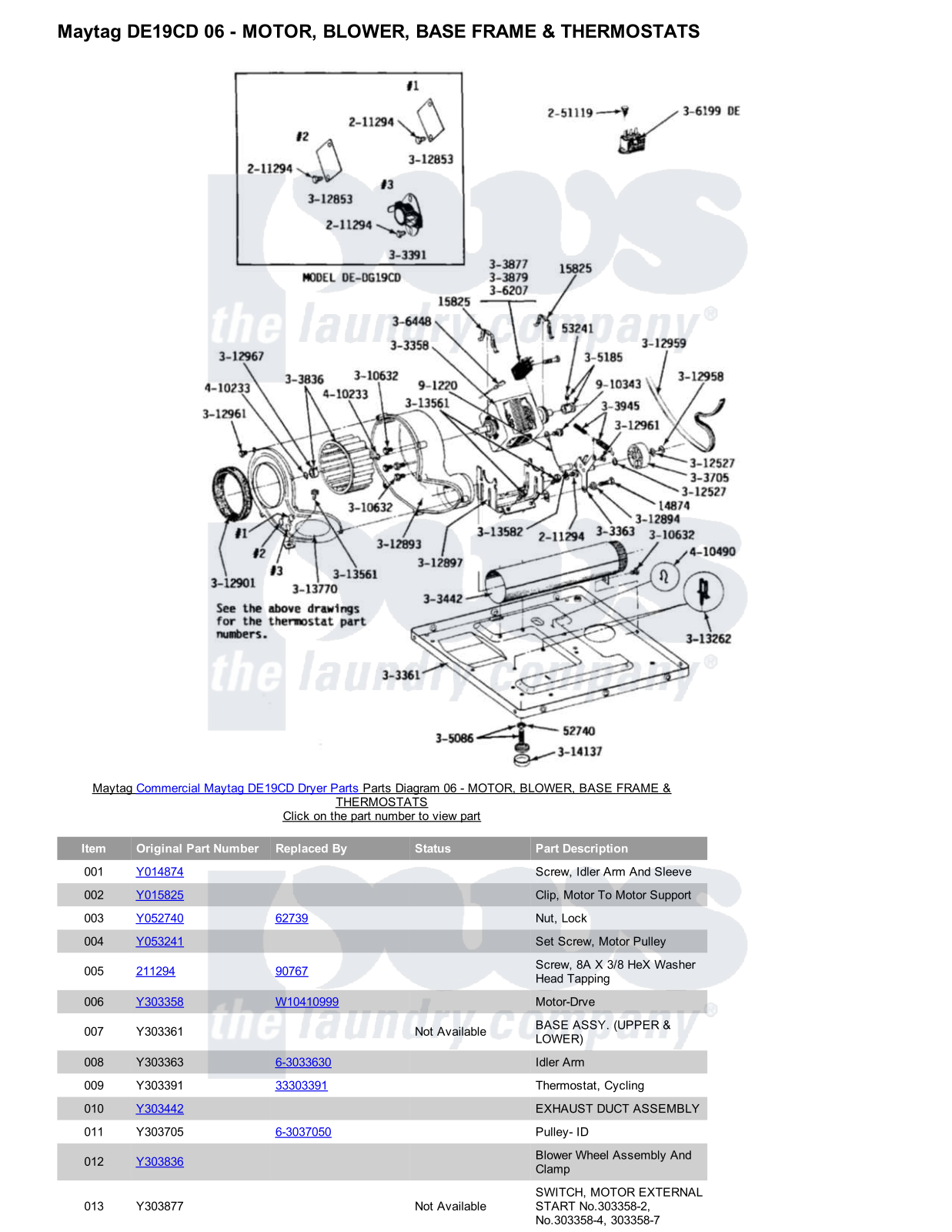 Maytag DE19CD Parts Diagram