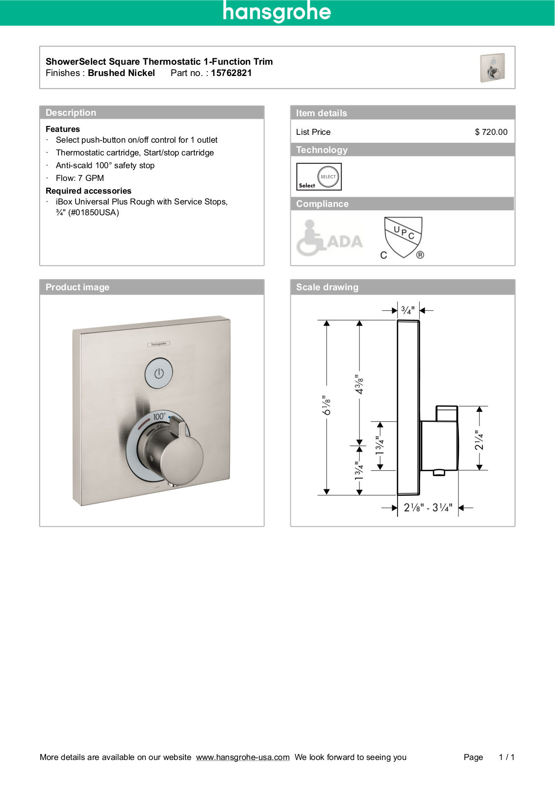 Hansgrohe HAN3657 Specifications - ManualMachine.com