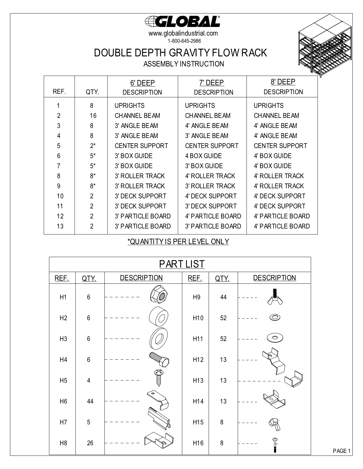 Global Industrial 235391, 235392, 235393, 235397, 235398 User Manual