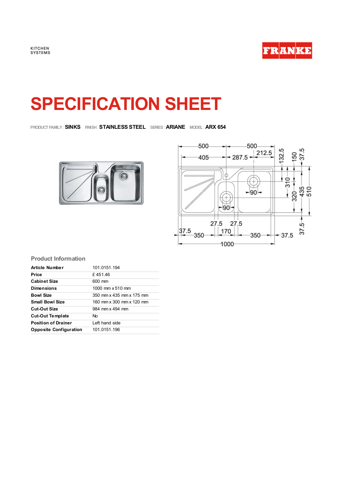 Franke Foodservice ARX 654 User Manual