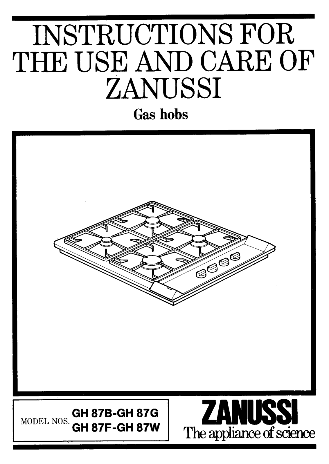 Zanussi GH87G, GH87F, GH87G-A, GH87B-A, GH87B User Manual