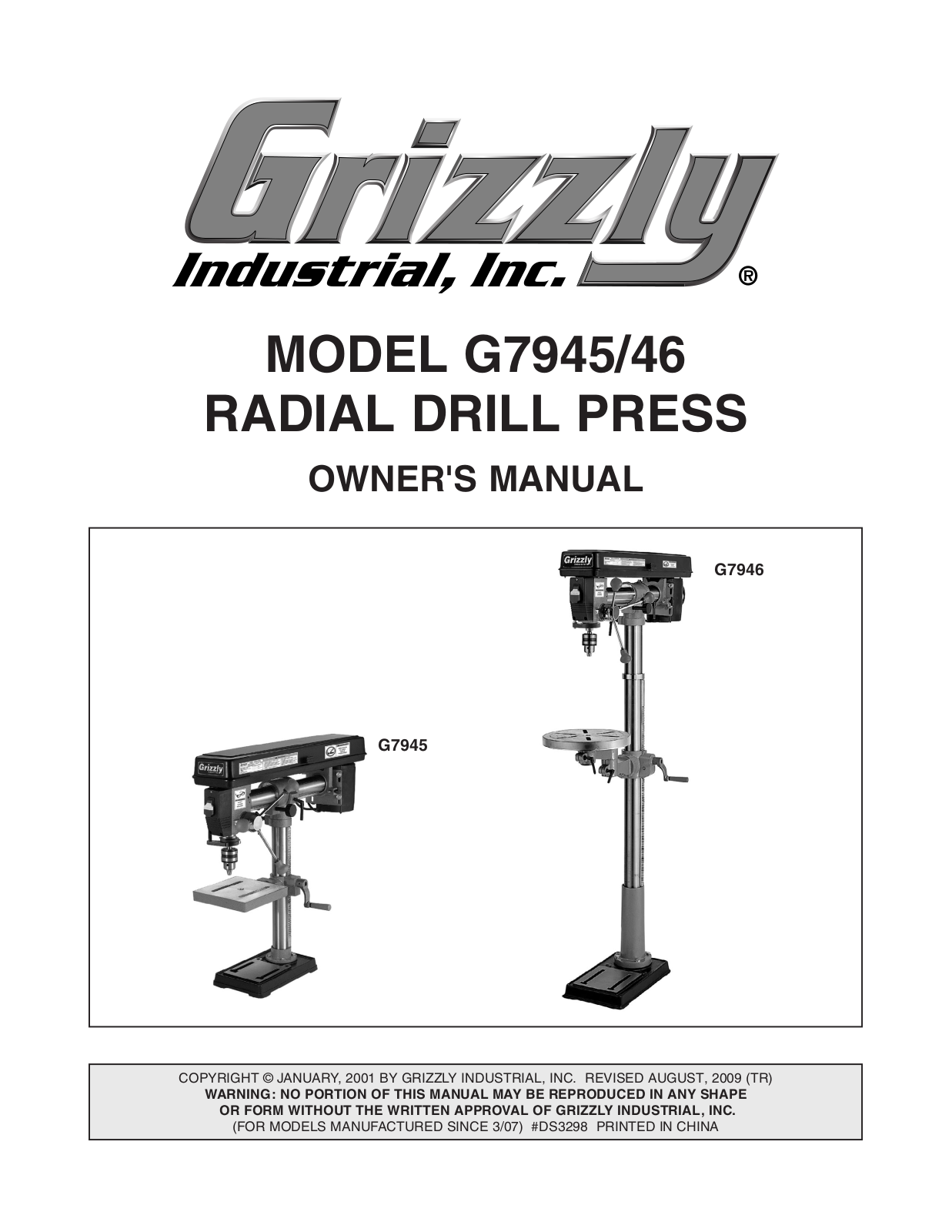 Grizzly G7945, G7946 User Manual