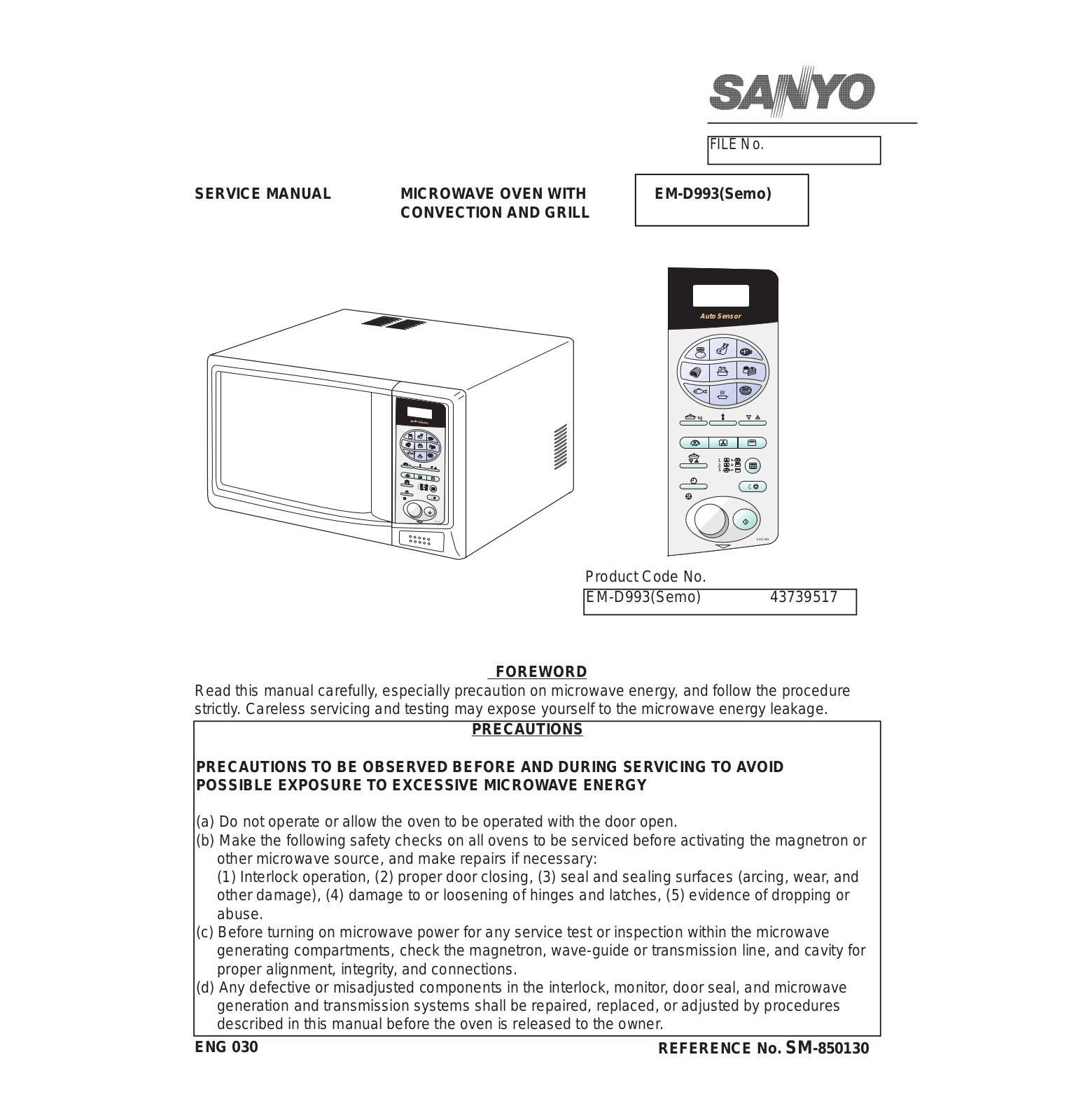 Sanyo EM-D993 Service Manual