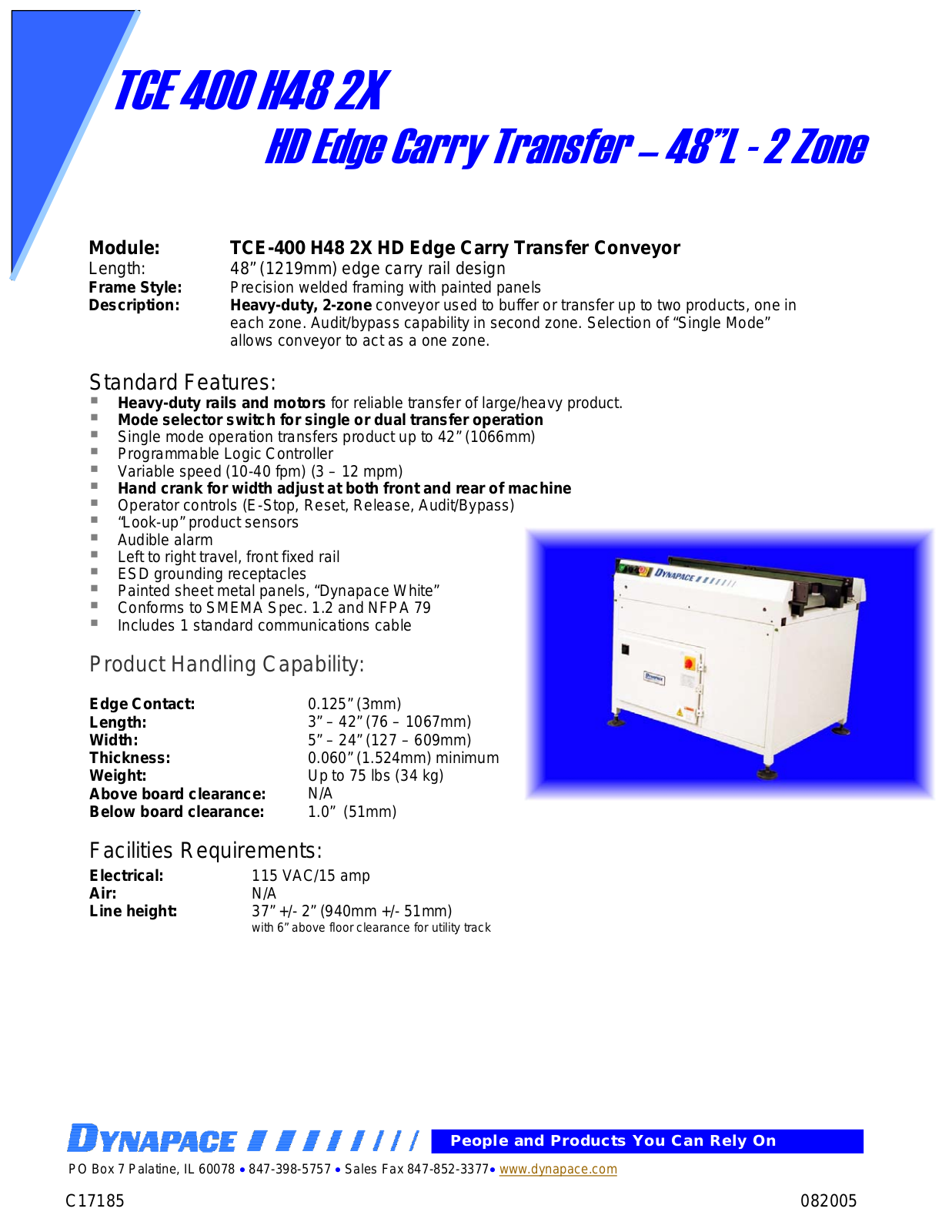 DYNAPACE Heavy Duty Edge Carry Transfer User Manual