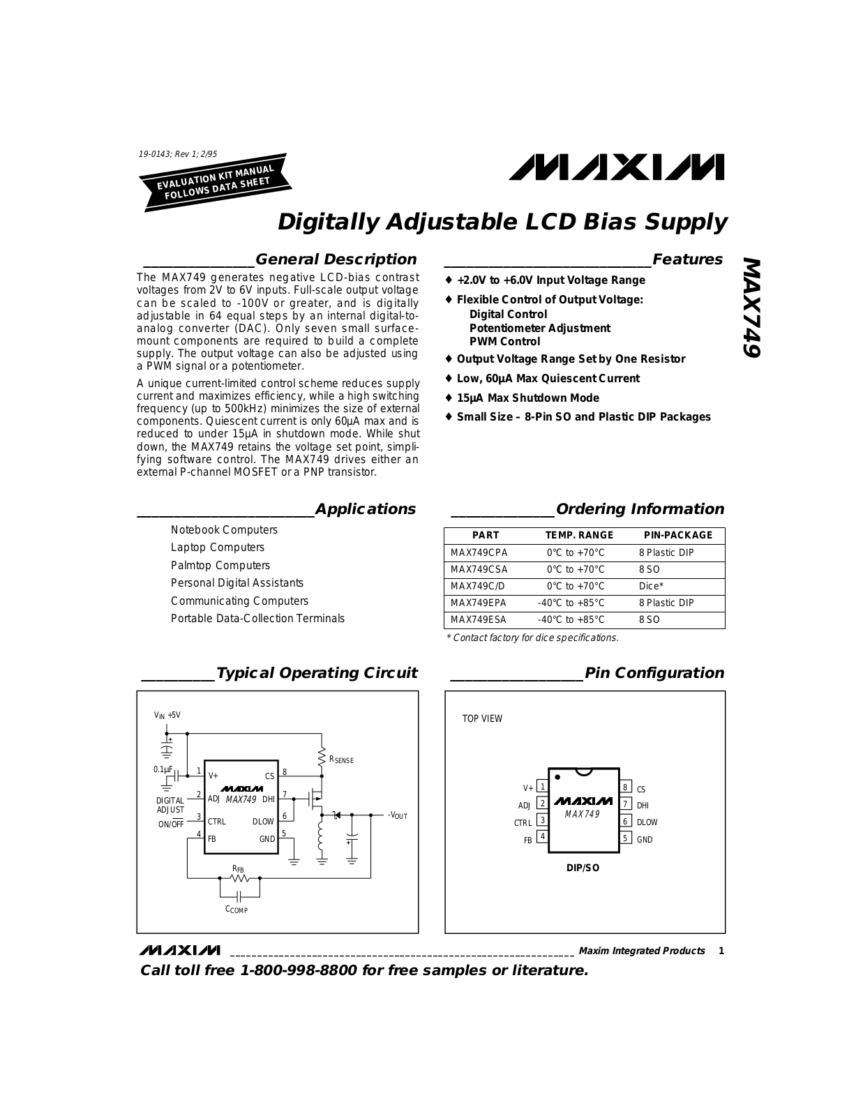 Rainbow Electronics MAX749 User Manual