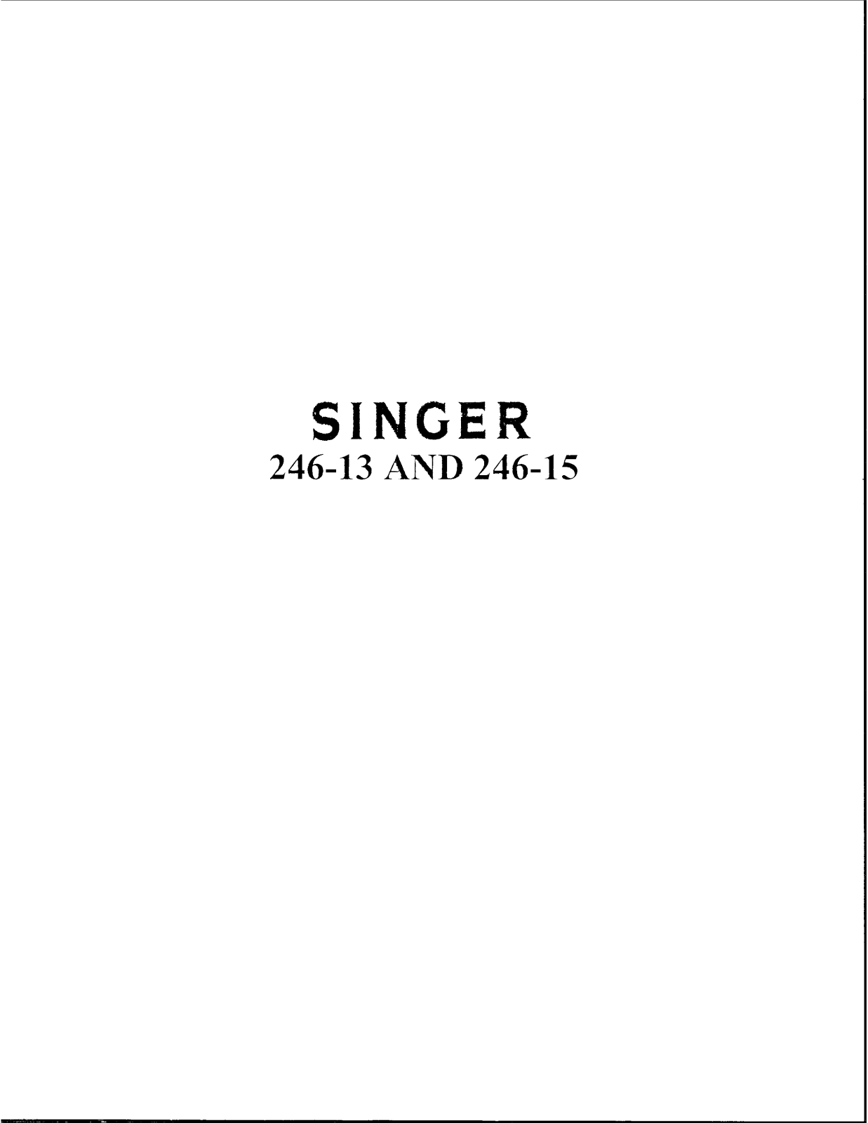 Singer 246-13, 246-15 Instruction Manual