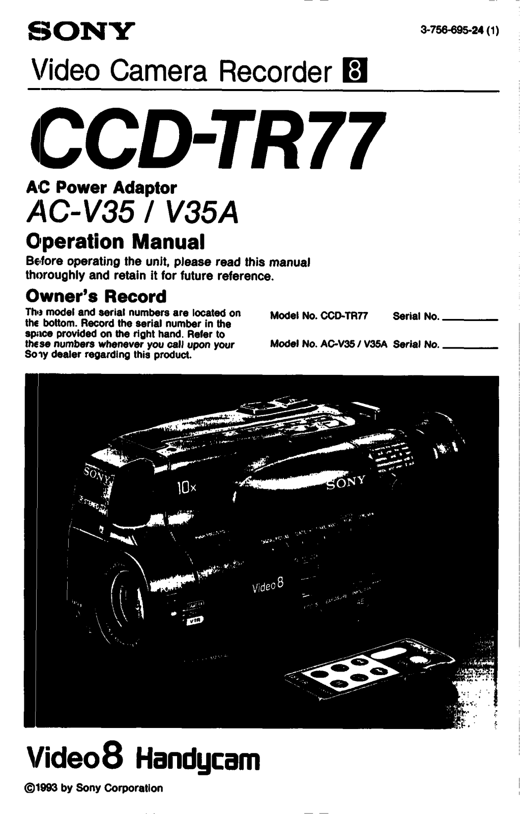 Sony CCD-TR77 User Manual