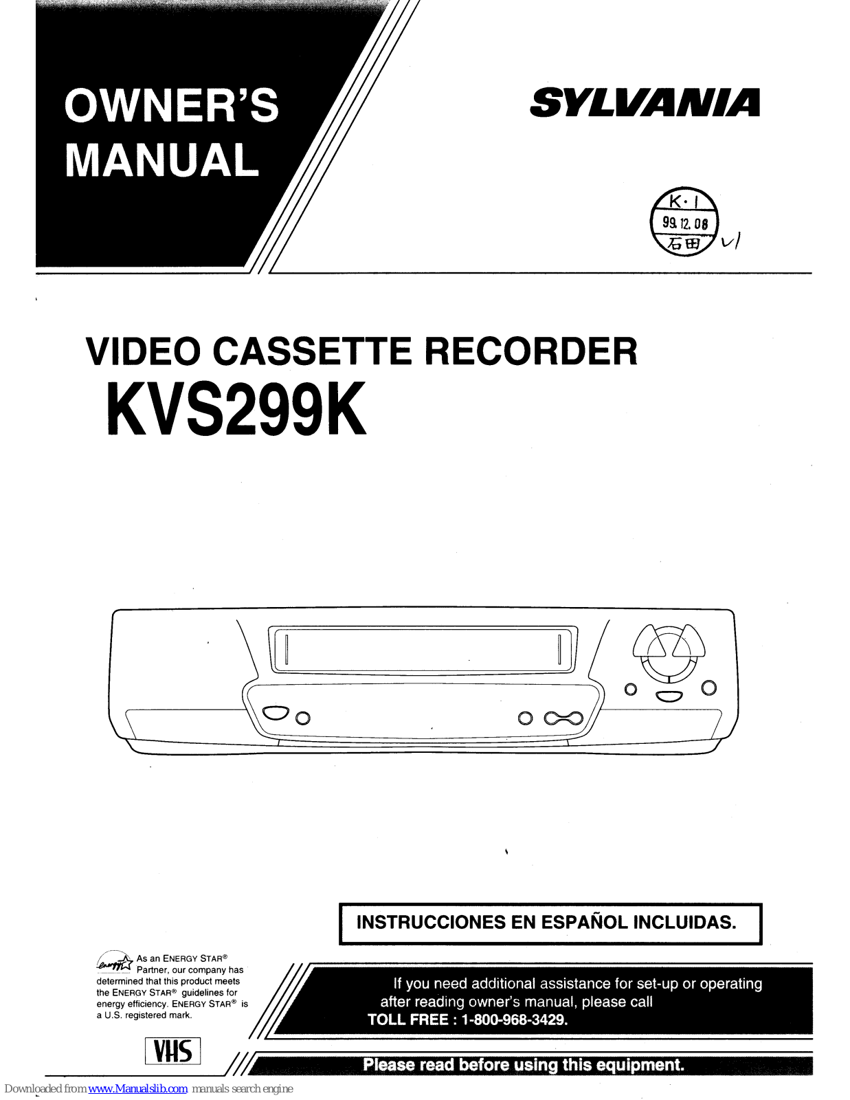 Sylvania KVS299K Owner's Manual