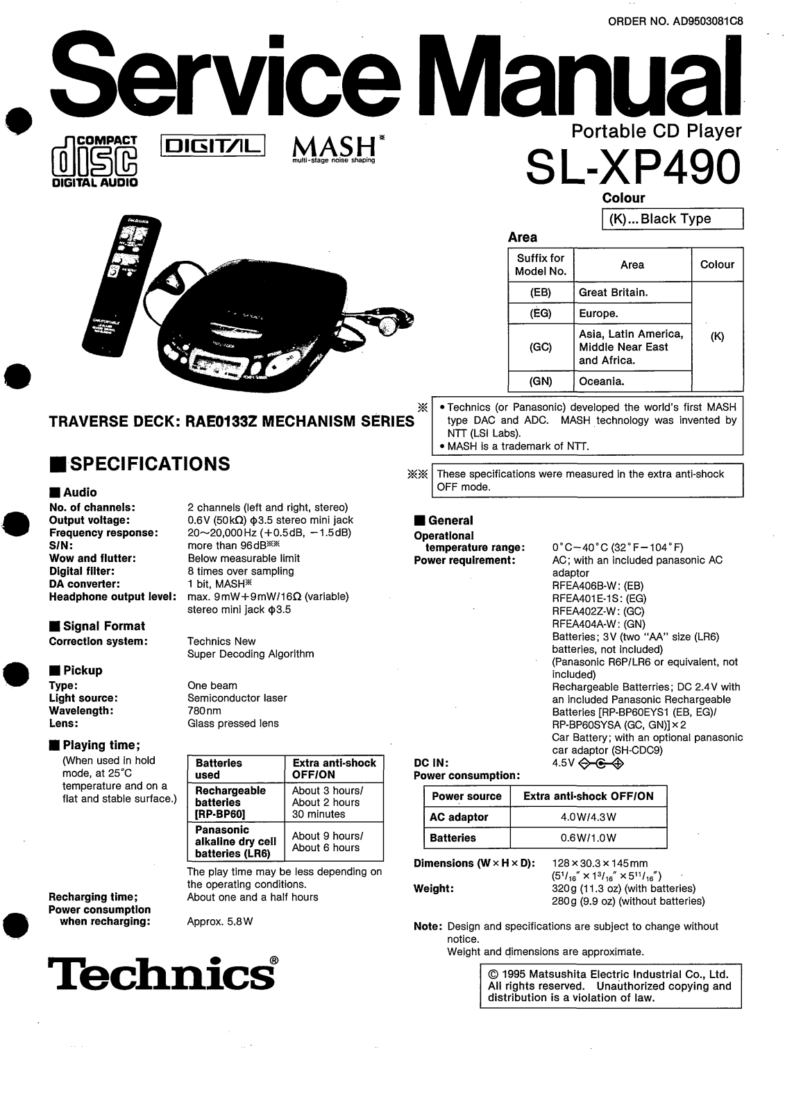 Technics SLXP-490 Service manual