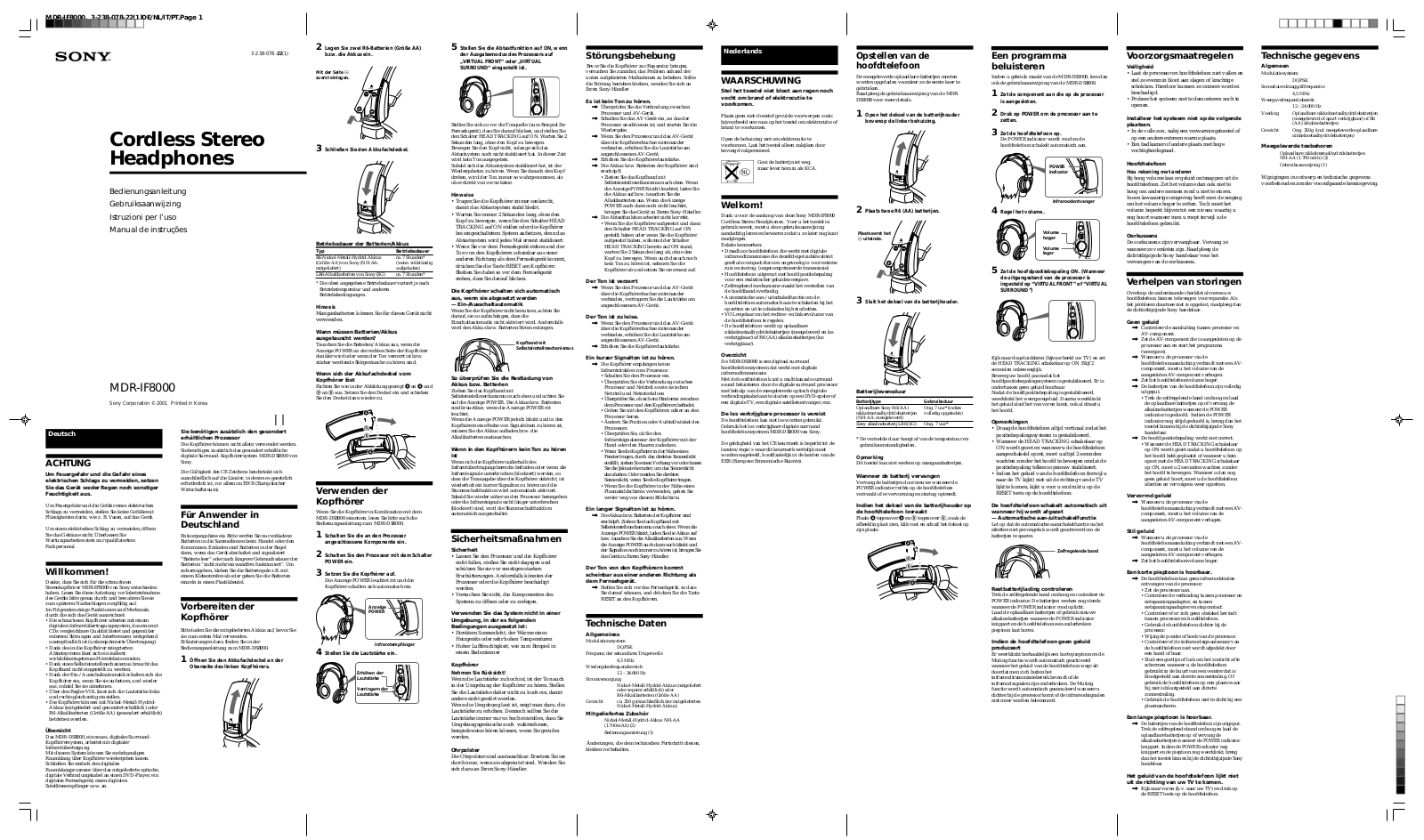 Sony MDR-IF8000 User Manual