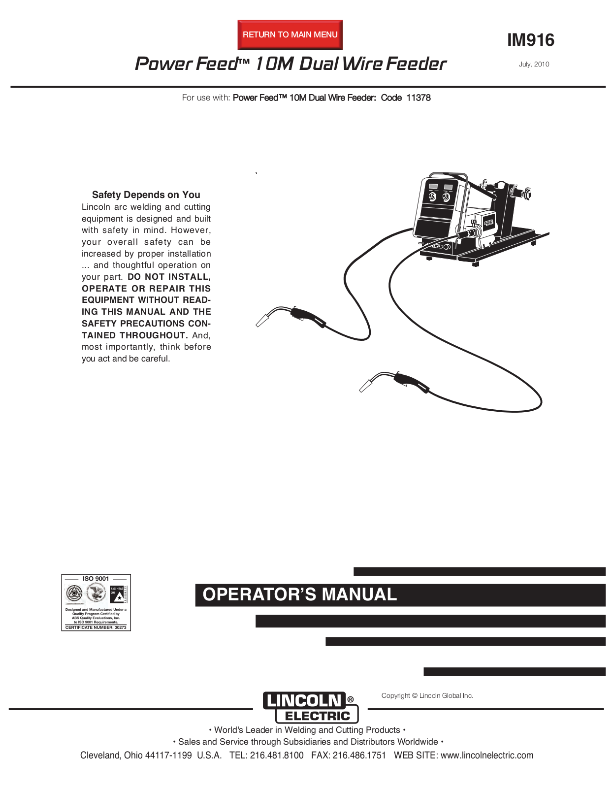 Lincoln Electric IM916 User Manual