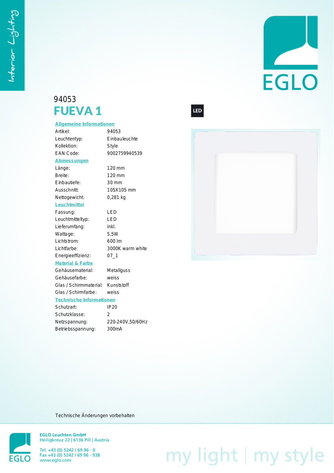 Eglo 94053 Service Manual