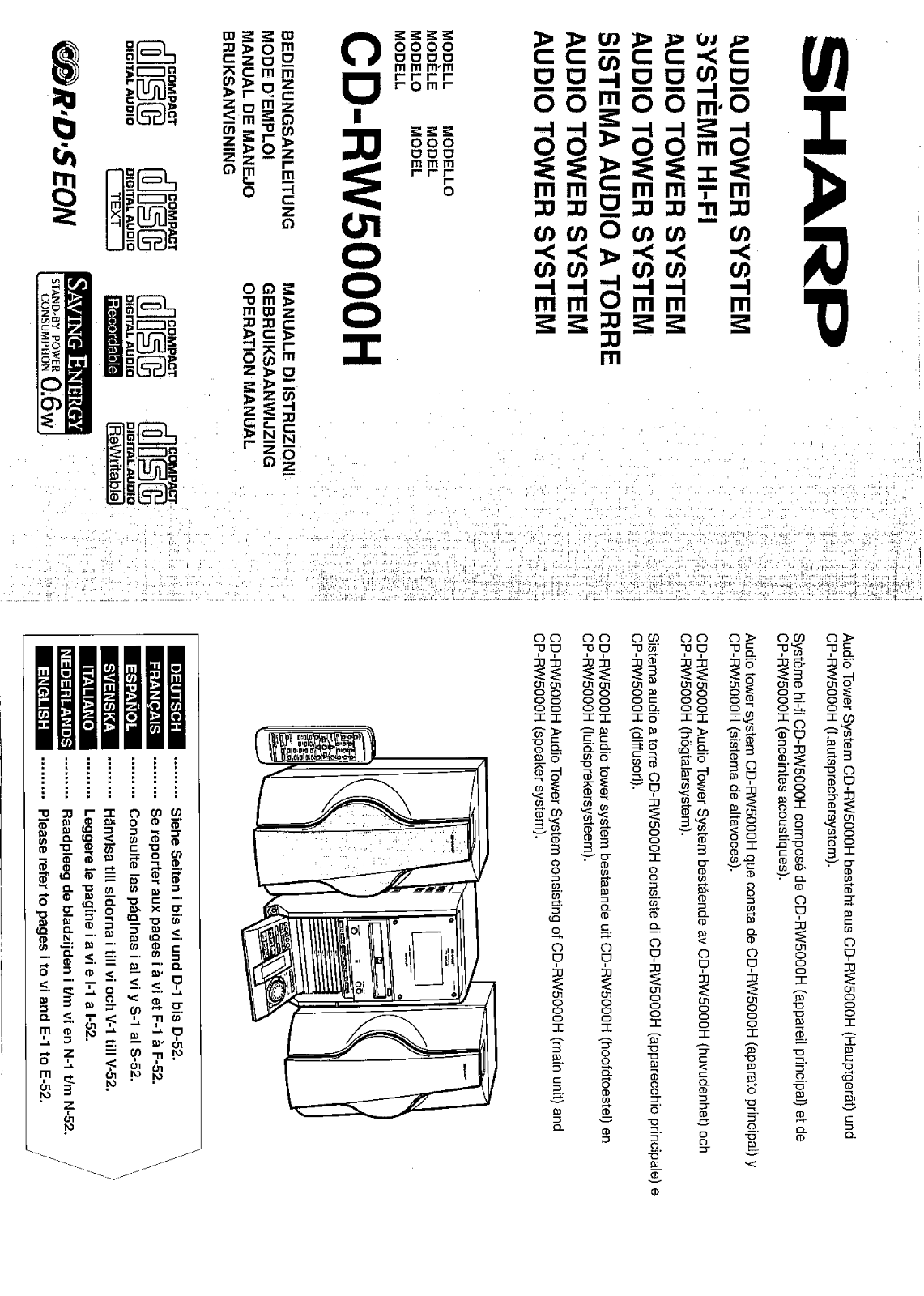 Sharp CD-RW5000H User Manual