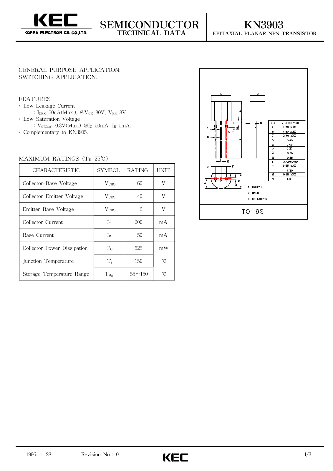 KEC KN3903 Datasheet