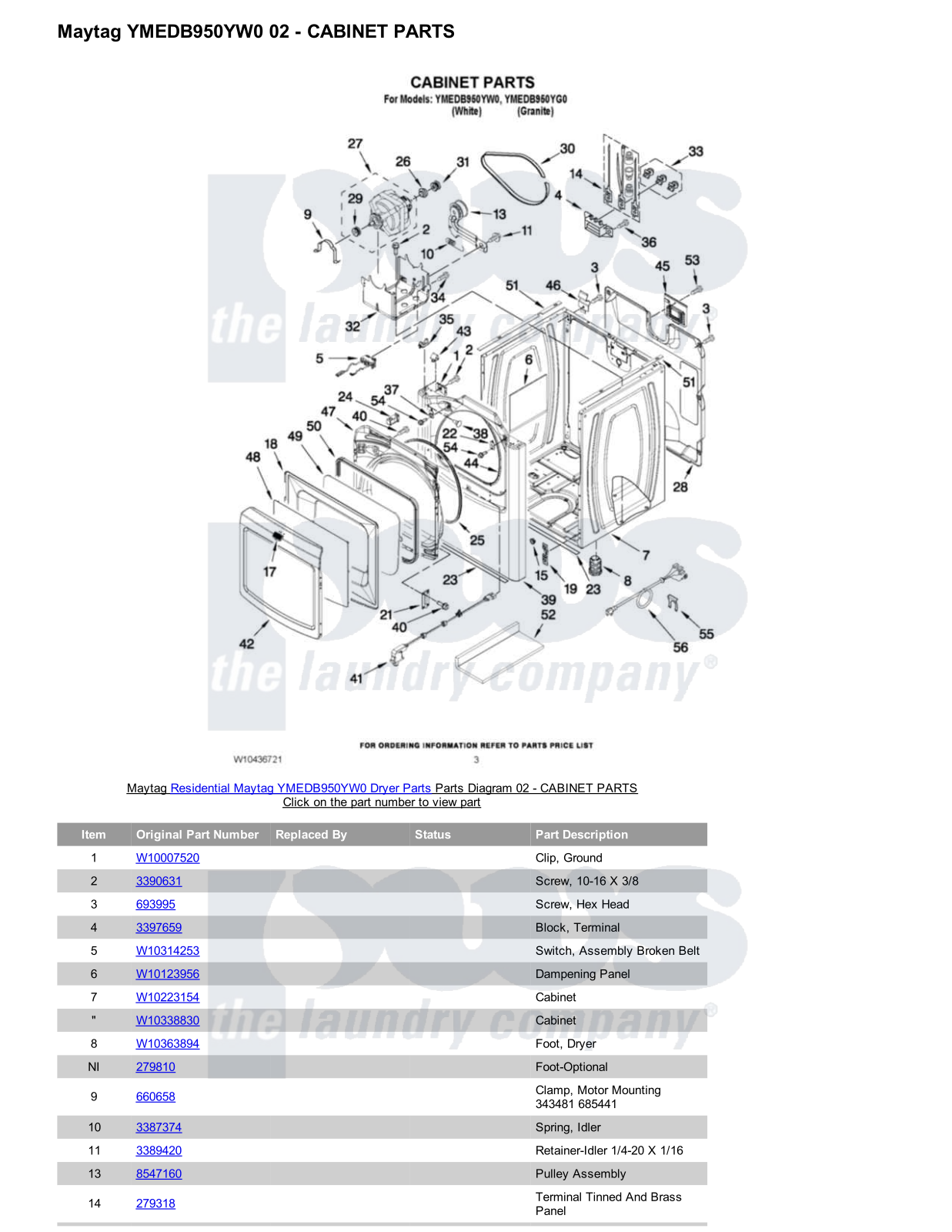 Maytag YMEDB950YW0 Parts Diagram