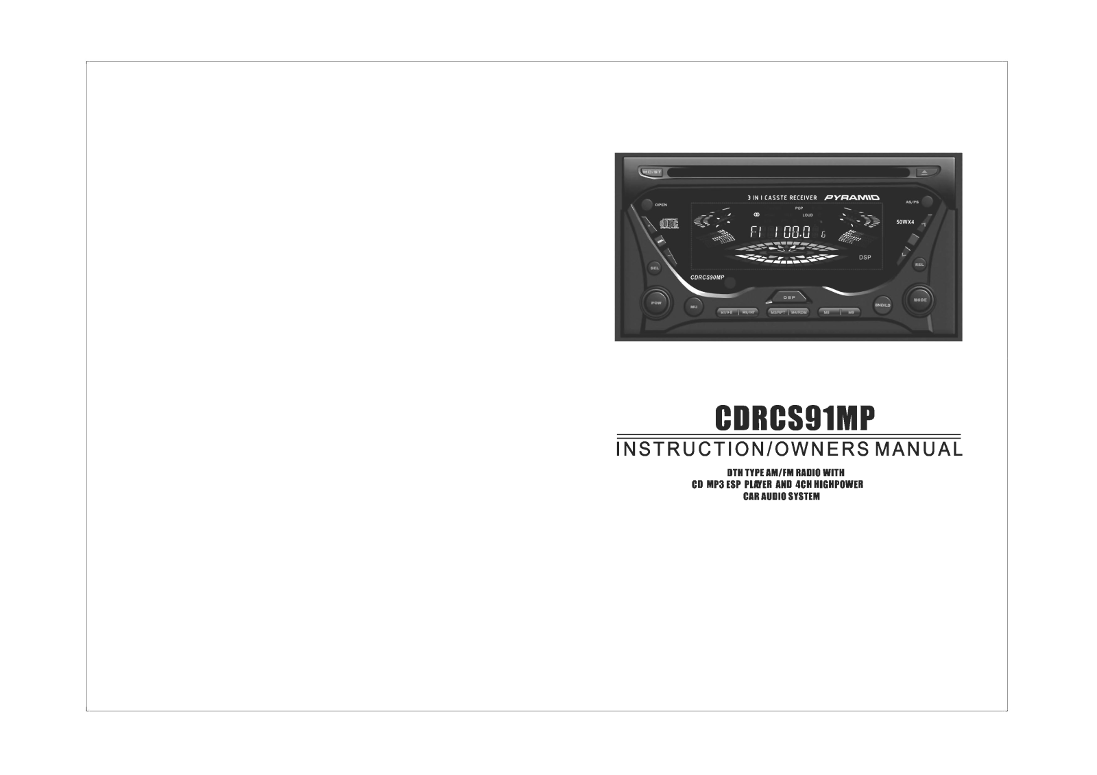 Pyramid Car Audio CDRCS91MP User Manual