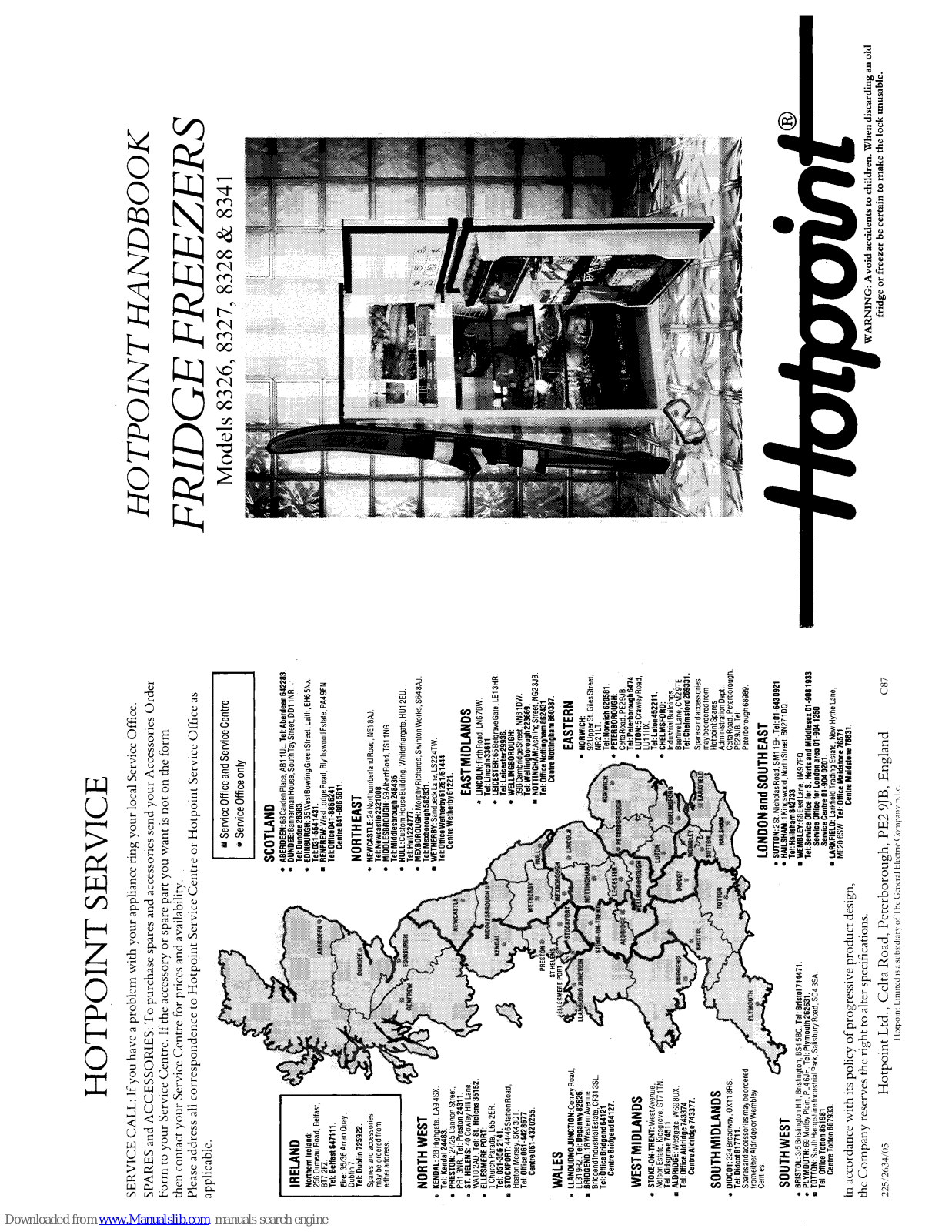 Hotpoint 8326, 8327, 8328, 8341 Handbook