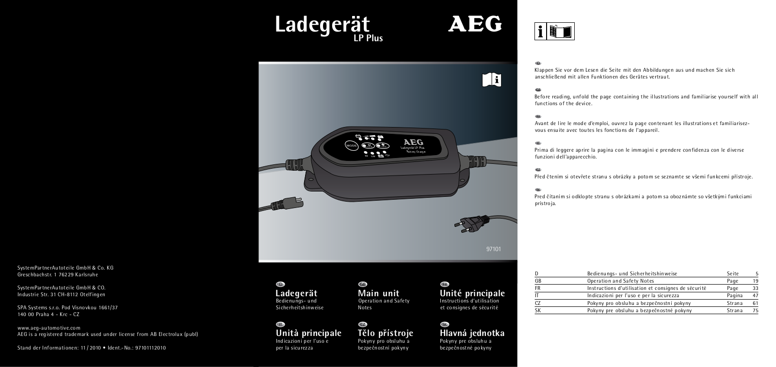 AEG LP PLUS, 97101 User guide