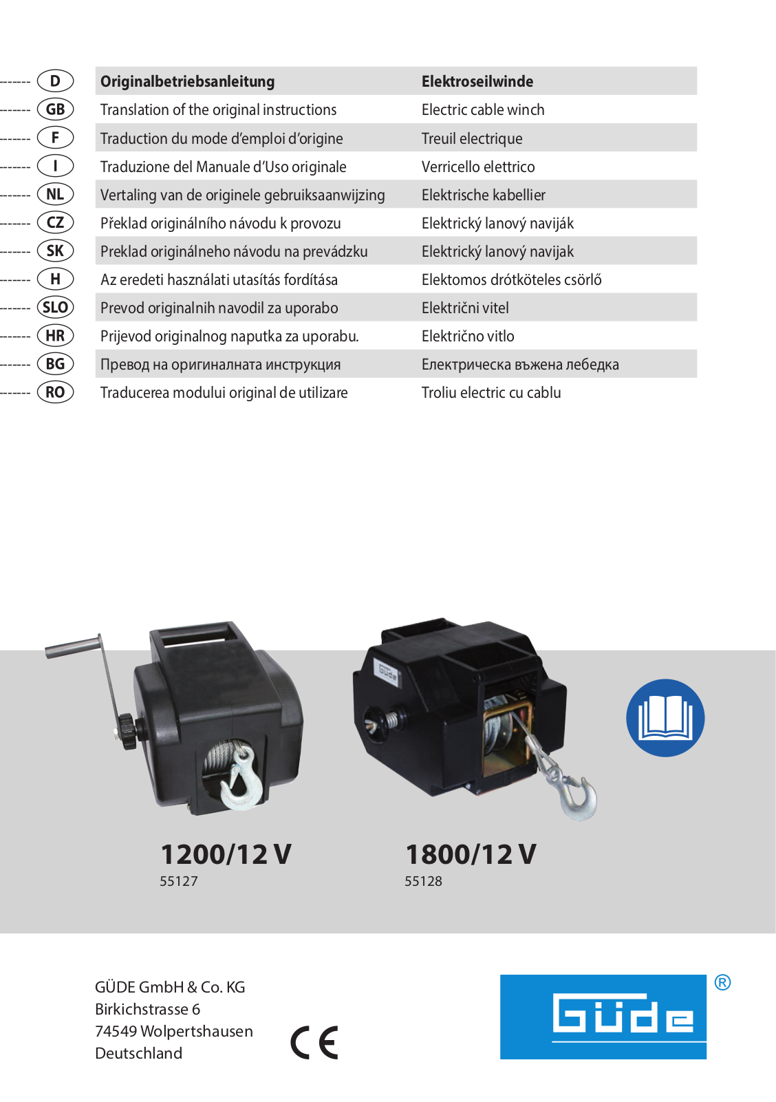 GÜDE 1800/12 VOLT, 1200/ 12 VOLT operation manual